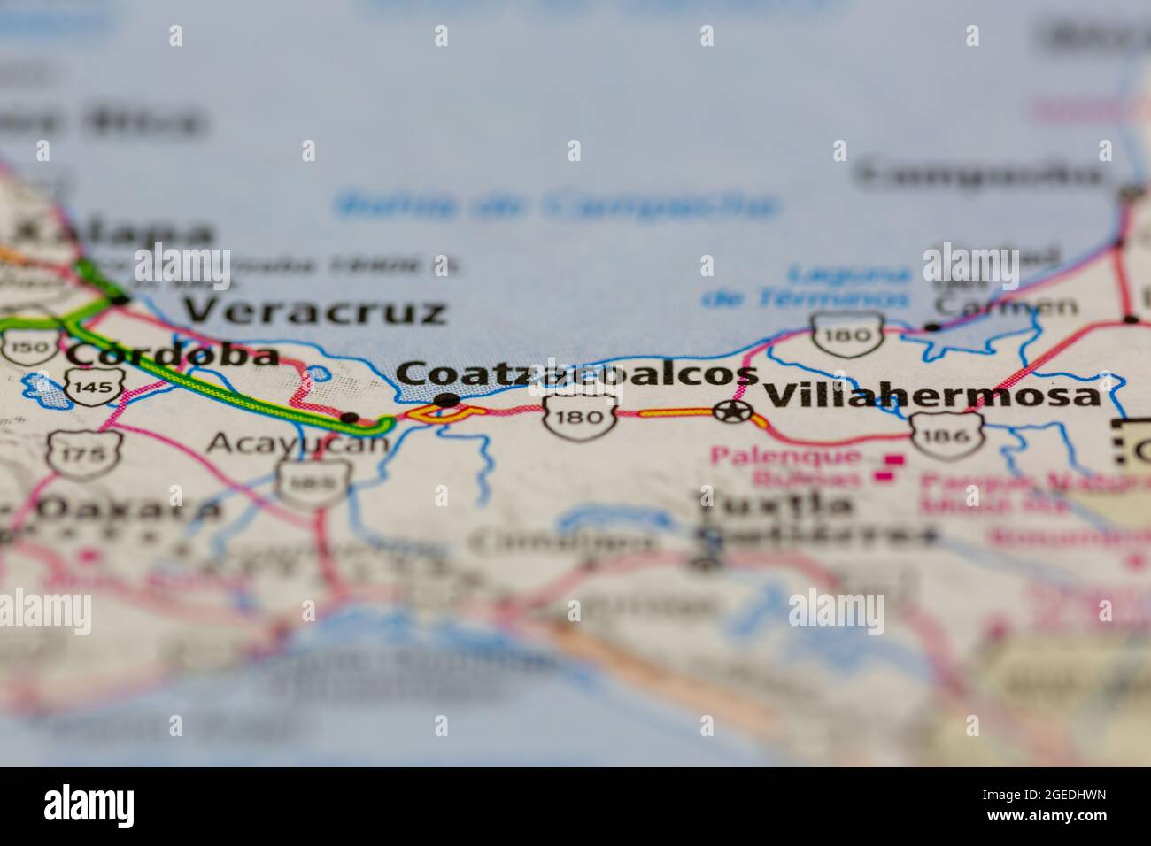 Coatzacoalcos Mexiko auf einer Straßenkarte oder Geografie-Karte angezeigt Stockfoto