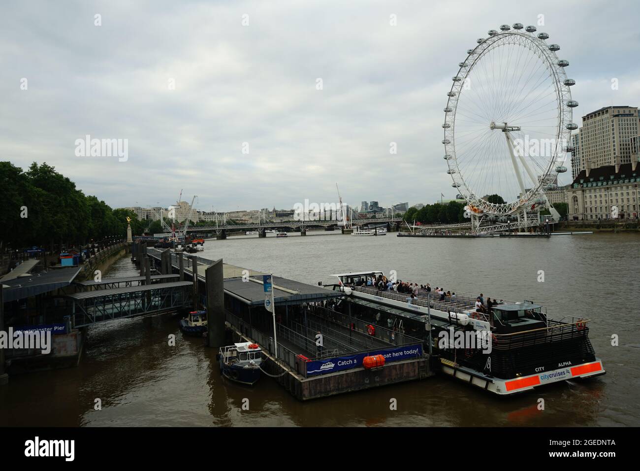 Das London Eye oder das Millennium Wheel am Südufer der Themse in London Stockfoto