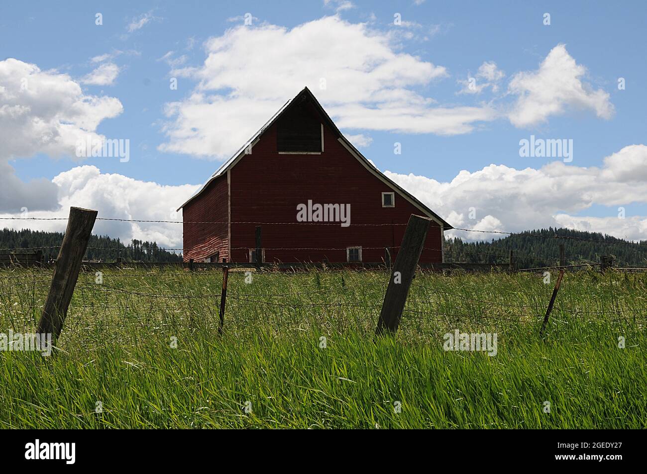 southwick/Nez Perce County/Idaho/USA. 23.Juni 2018.-Alte Scheunen und Autos und Picknicks als Müll oder Kunst oder alte Geschichte der Vereinigten Staaten von Amerika. Und alte Lebensweise Southwick Nez Perce County nördlichen Idaho. (Foto.Francis Dean / Deanpictures. Stockfoto