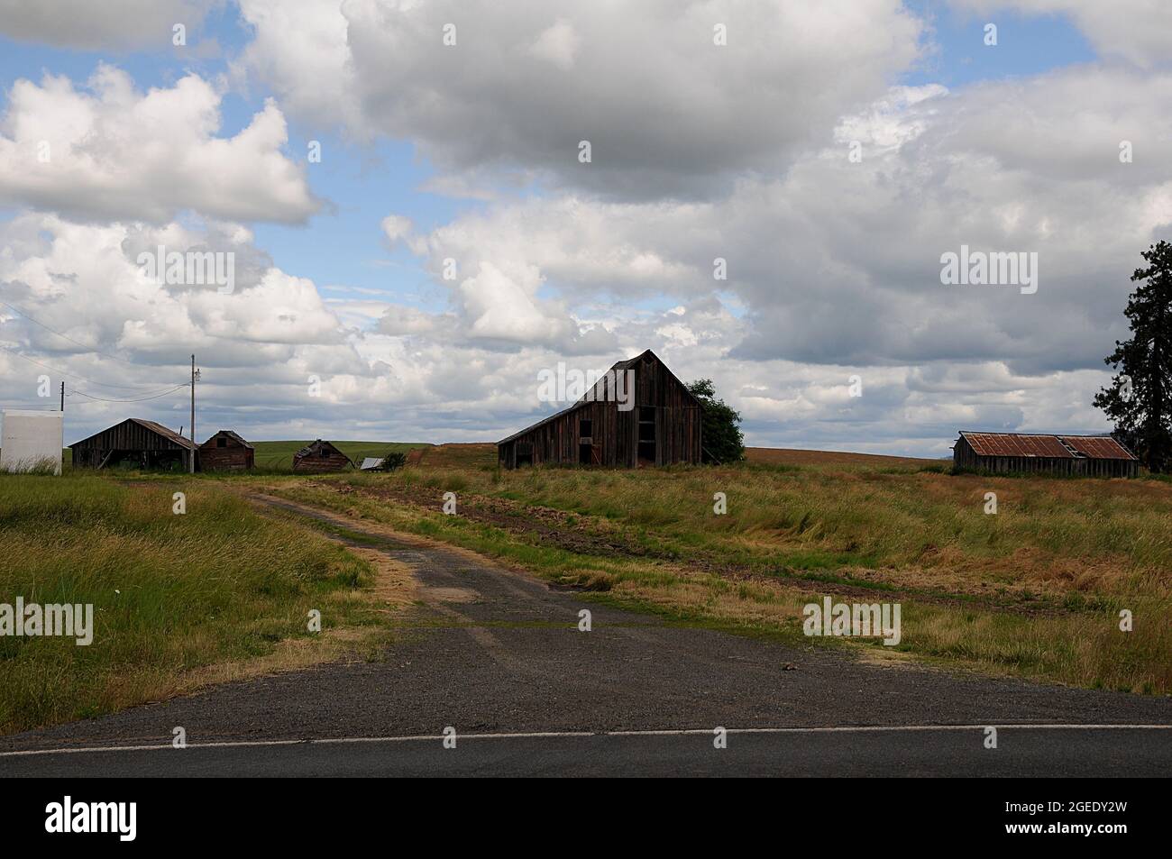 southwick/Nez Perce County/Idaho/USA. 23.Juni 2018.-Alte Scheunen und Autos und Picknicks als Müll oder Kunst oder alte Geschichte der Vereinigten Staaten von Amerika. Und alte Lebensweise Southwick Nez Perce County nördlichen Idaho. (Foto.Francis Dean / Deanpictures. Stockfoto