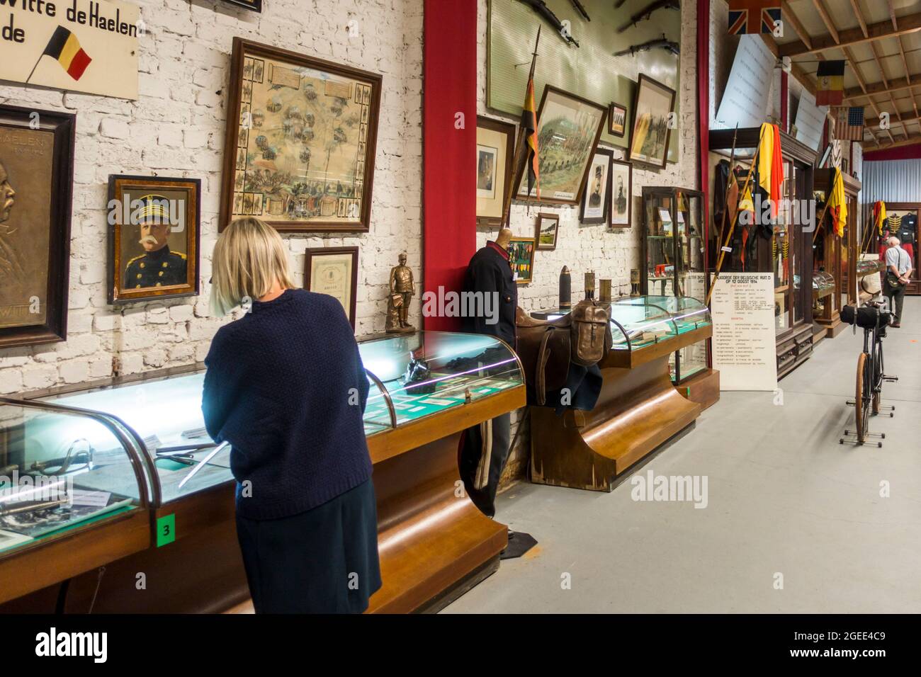 1. Weltkrieg Museum Schlacht der Silberhelme / Schlacke der Zilveren Helmen über den letzten großen Kavallerieanschlag der deutschen Armee in Halen, Limburg, Belgien Stockfoto