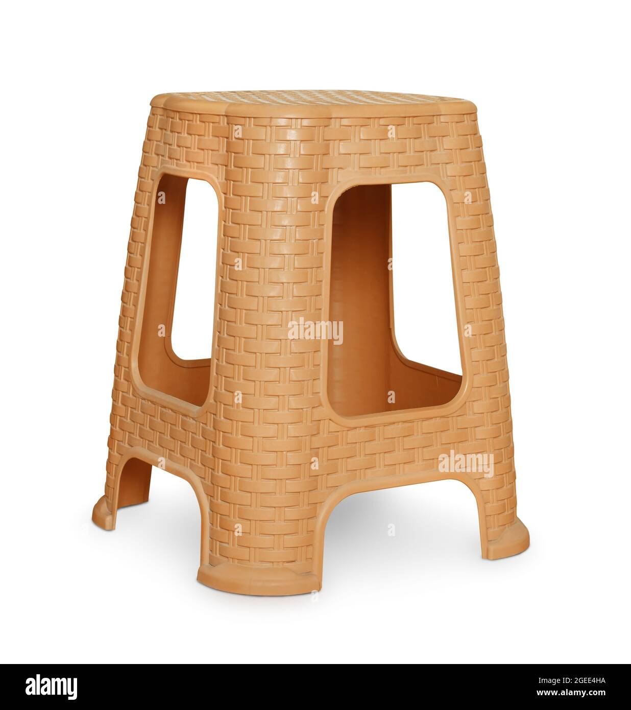 Brauner Stuhl aus Kunststoff isoliert auf weiß Stockfoto
