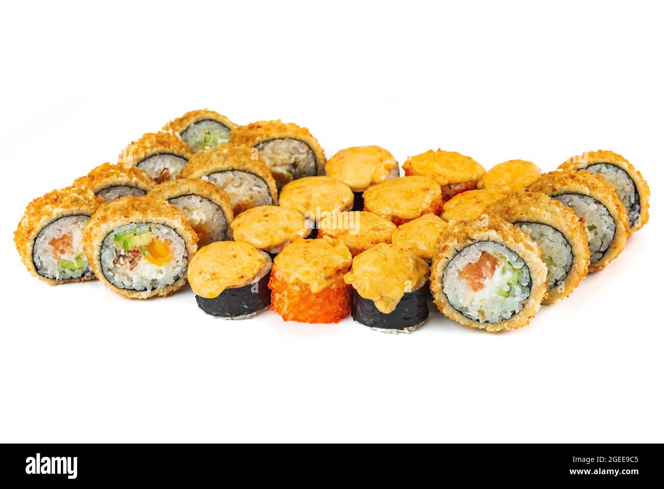 japanisches Sushi-Set mit frittierten Brötchen Stockfoto