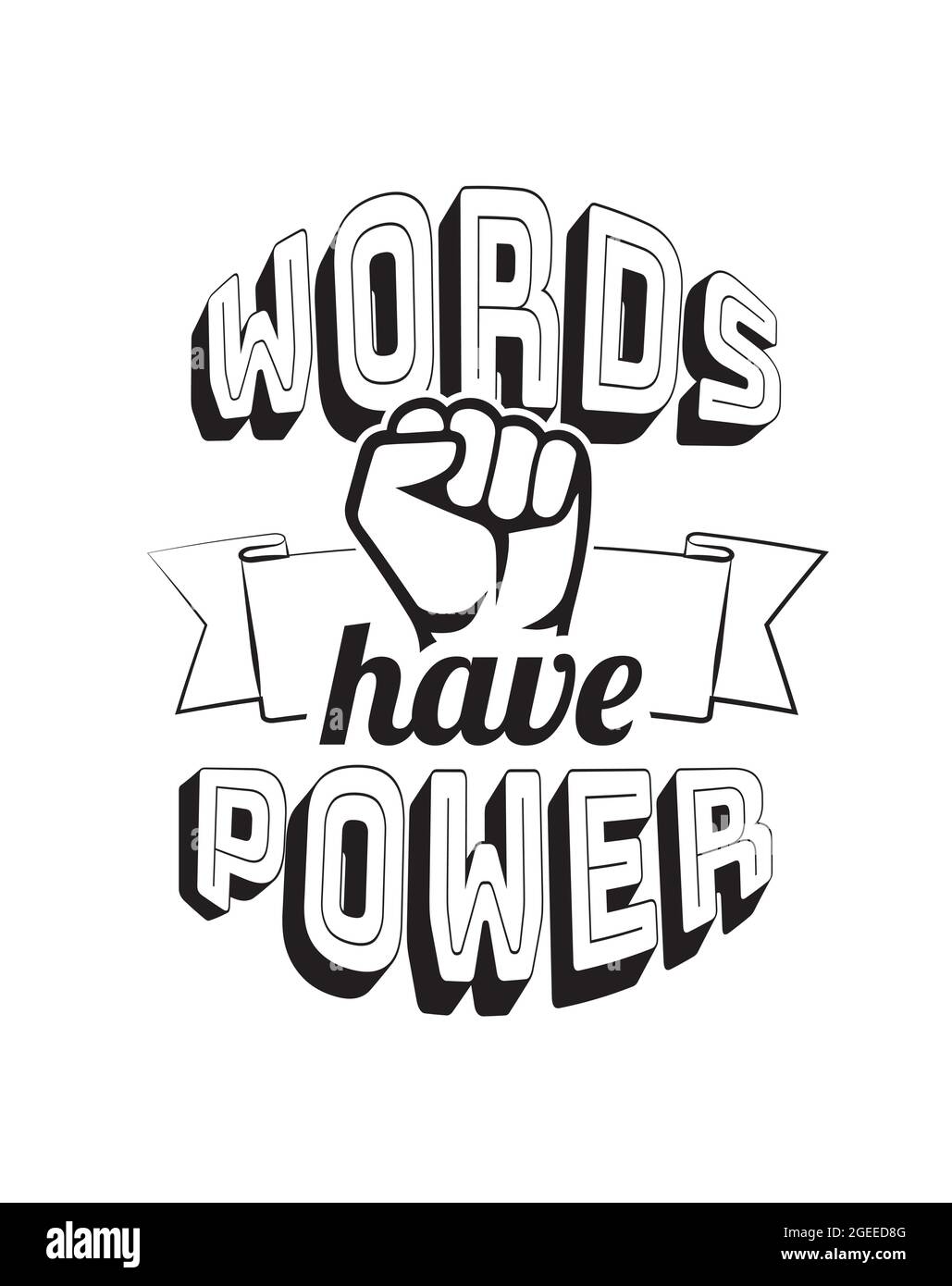 Worte haben Macht, Vektor. Motivierend inspirierend positive Lebenszitate. Wording-Design, Schriftzug. Wandtattoos auf weißem Hintergrund isoliert. Wand A Stock Vektor