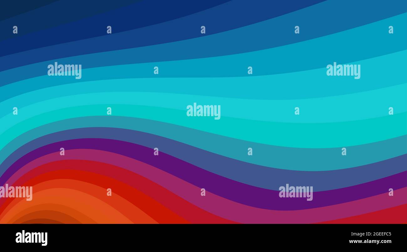 Abstrakt gestreifter Hintergrund mit farbigen welligen Linien. Dekoratives Rastergrafik-Muster Stockfoto