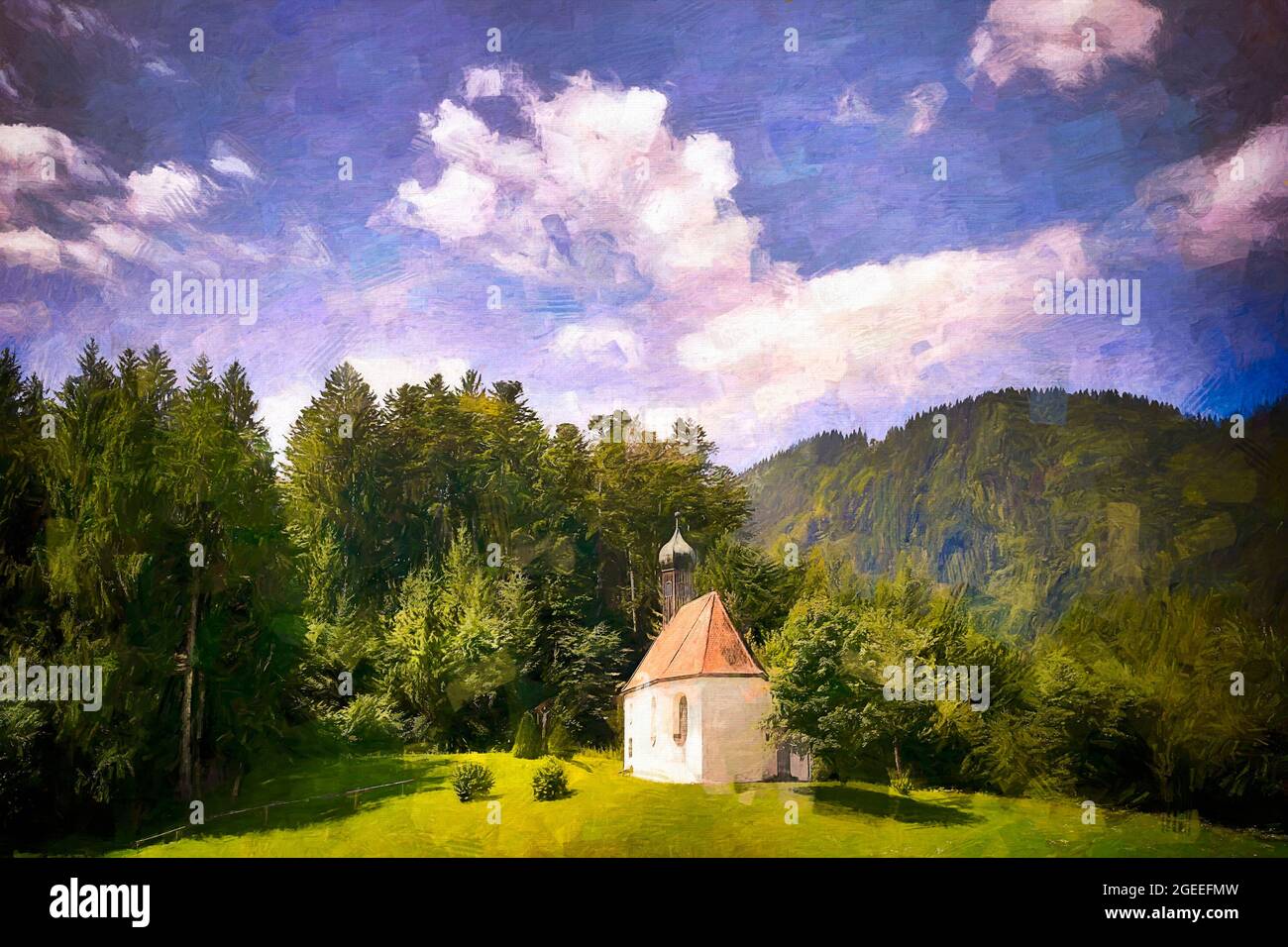 DE - BAYERN: Die Pestkapelle zum Gedenken an die Pest 1684/85, Wackersberg bei Bad Toelz, Oberbayern Stockfoto