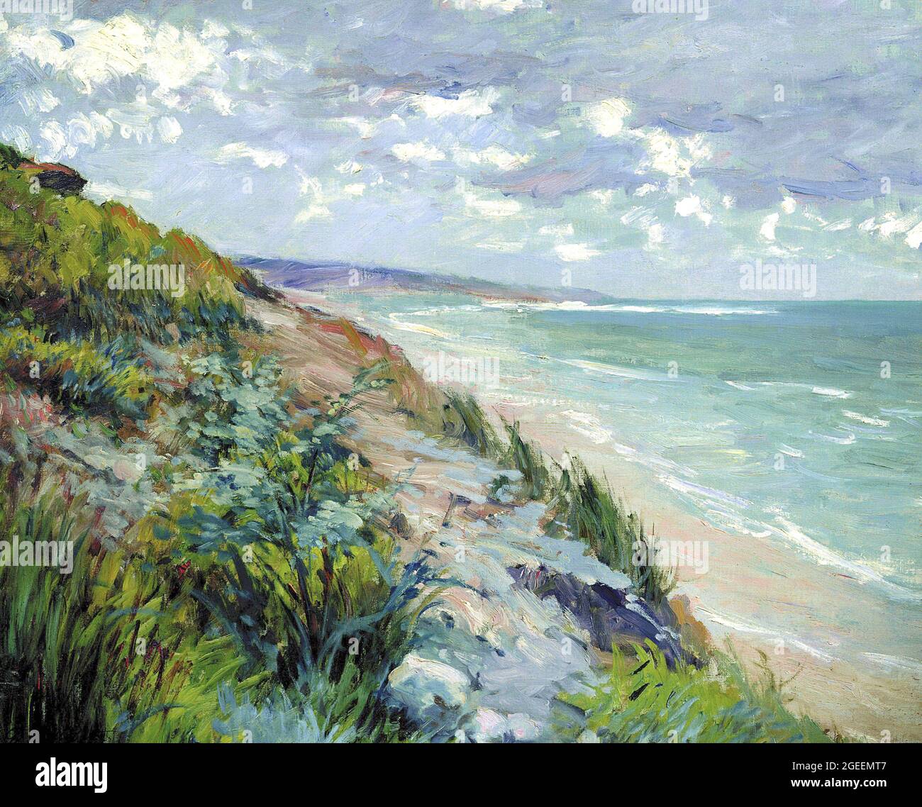 Titel: Cliffs by the Sea at Trouville Ersteller: Gustave Caillebotte Datum: 1885-1887 Medium: Öl auf Leinwand Dimension: 54.3x65.4 cms Ort: Privatsammlung Stockfoto