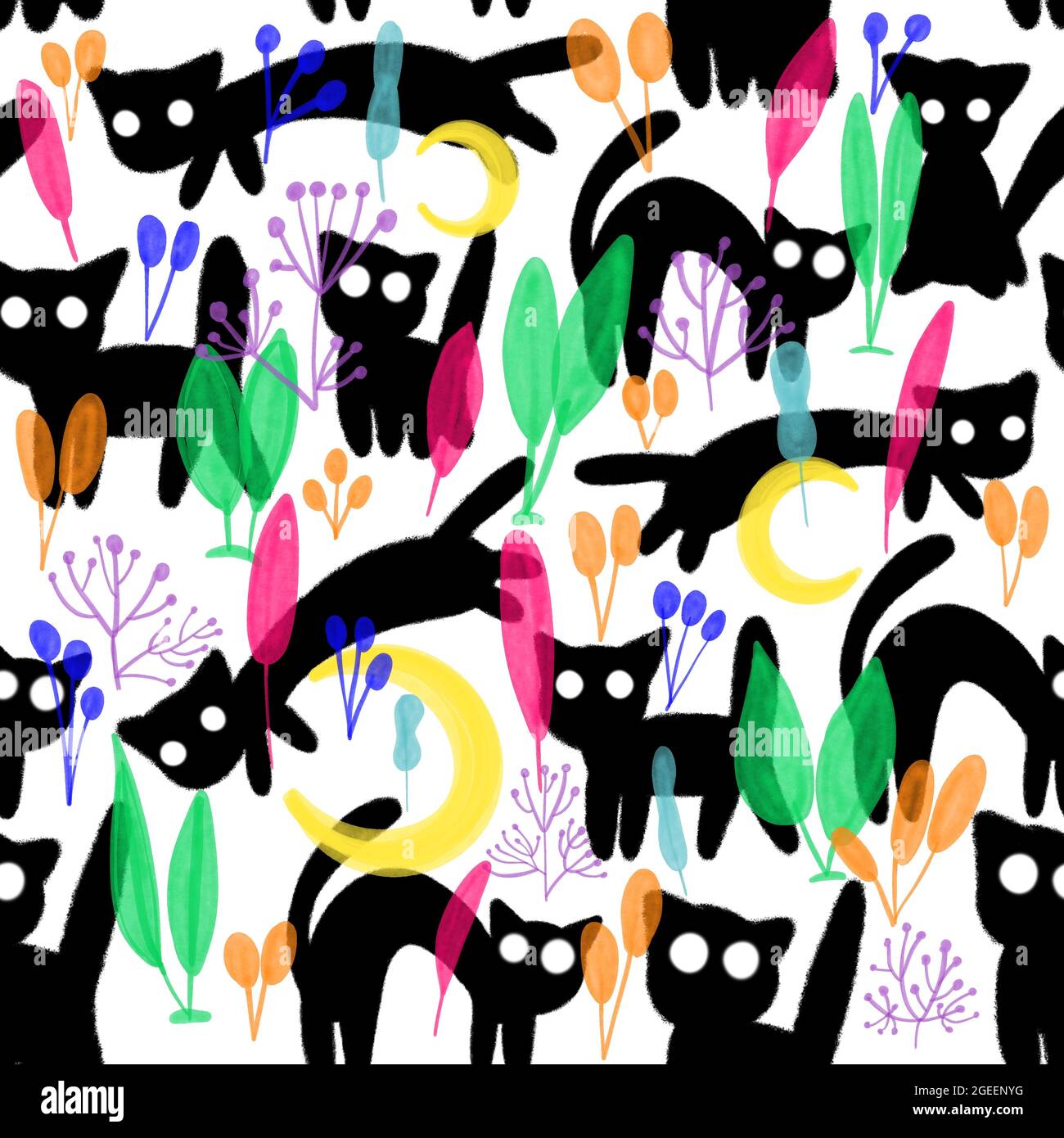 Lustige Cartoon-Katzen auf Plats. Nahtloses Muster Stockfoto