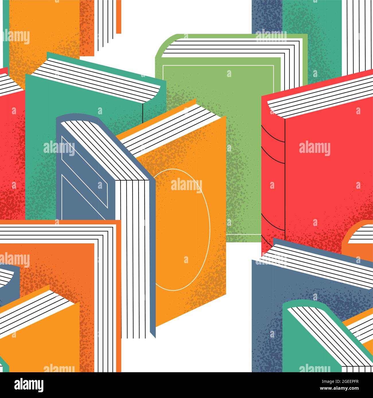 Farbenfrohes Bücherregal mit nahtlosem Muster. Lesen Bücher Cartoon Hintergrund für Buchhandlung oder Bildung Event Wallpaper Konzept. Stock Vektor