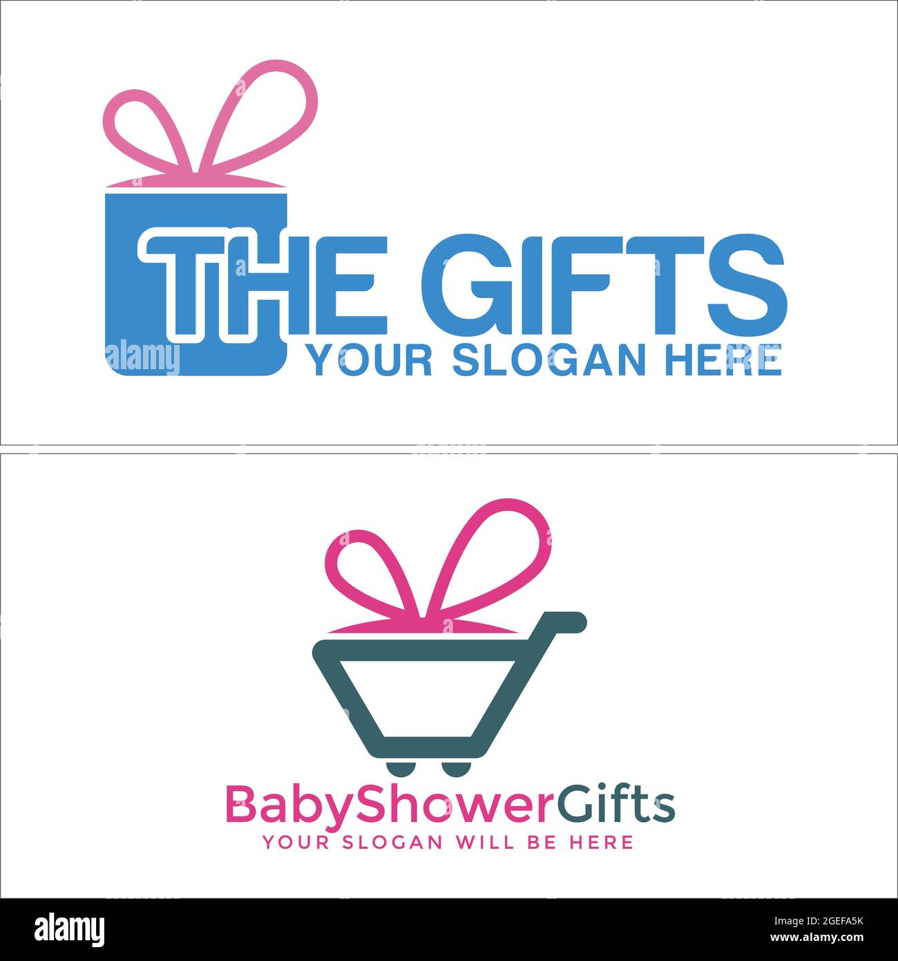Einzelhandel Business Online-Shop mit Geschenkbox Trolley Kombination Logo-Design Stock Vektor