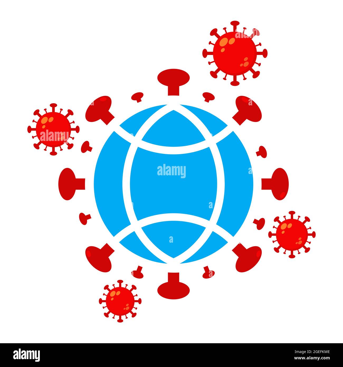 Welt Polio Tag Illustration. Virus mit Globus Illustration Design Stockfoto