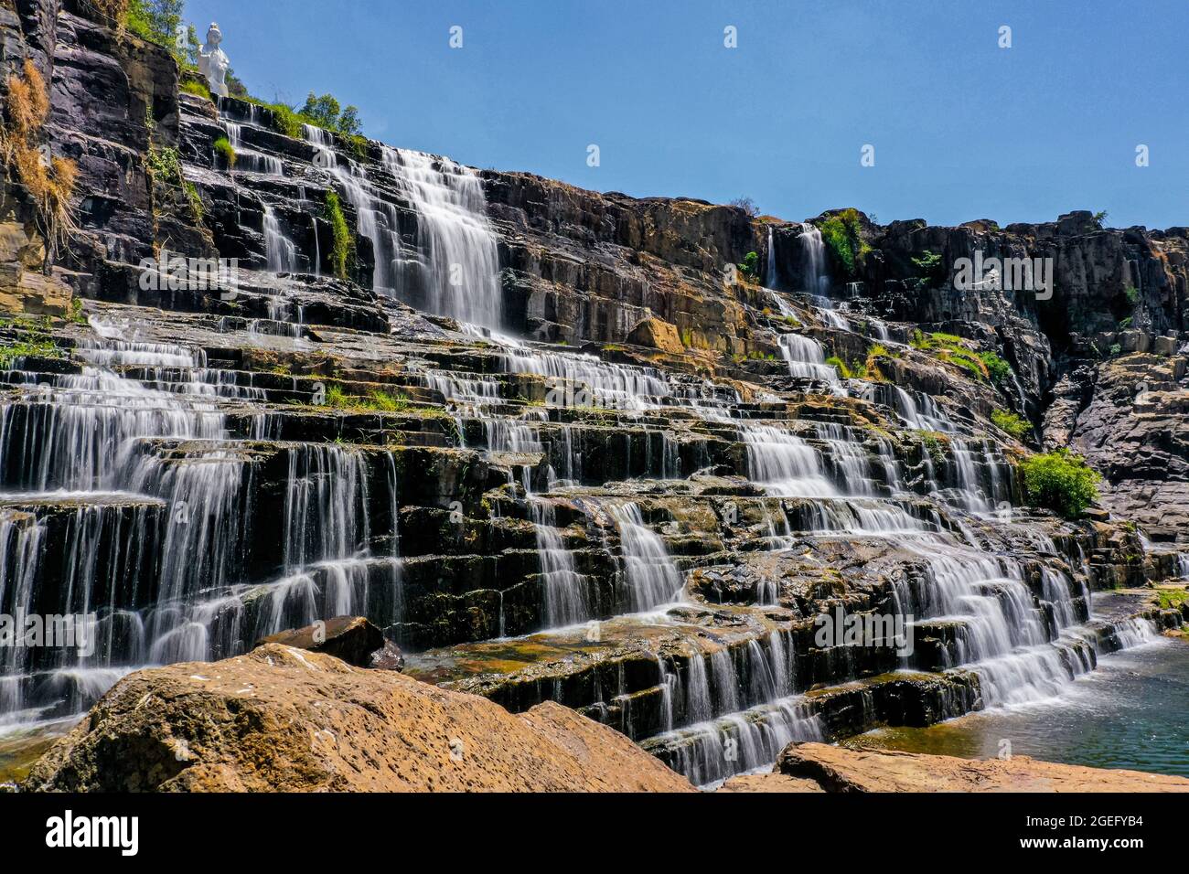 Schöner Pongour Wasserfall Lam Dong Provinz Südvietnam Stockfoto