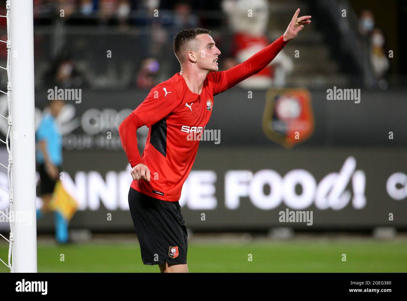 Benjamin Bourigeaud aus Rennes während der UEFA Europa Conference League, Play-offs, 1. Etappe zwischen Stade Rennais und Rosenborg BK am 19. August 2021 im Roazhon Park in Rennes, Frankreich - Foto Jean Catuffe / DPPI Stockfoto