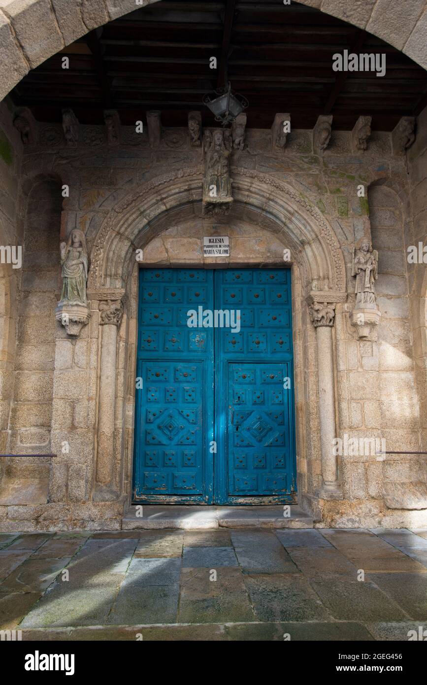 Pfarrkirche Santa María Salomé in Santiago de Compostela Stockfoto