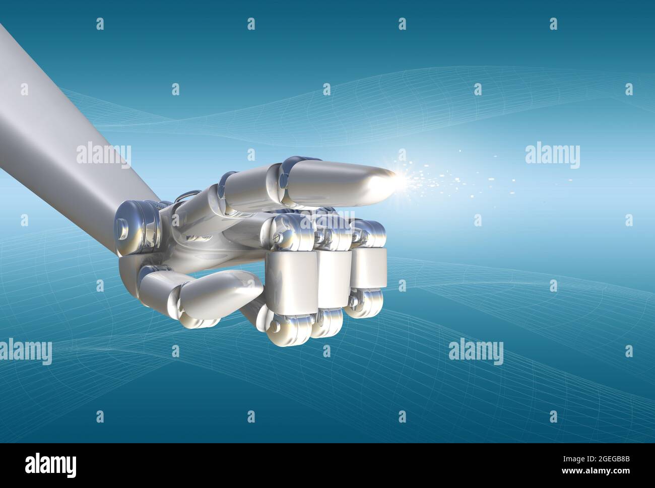 3D-Rendering Roboterhand und Zeigefinger Stockfoto