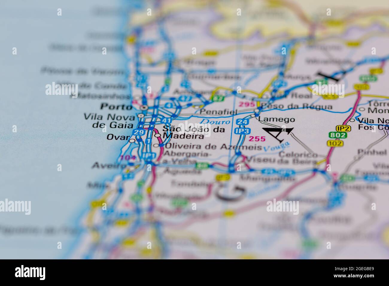 Sao Joao da Madeira Portugal wird auf einer Straßenkarte oder Geografie-Karte angezeigt Stockfoto