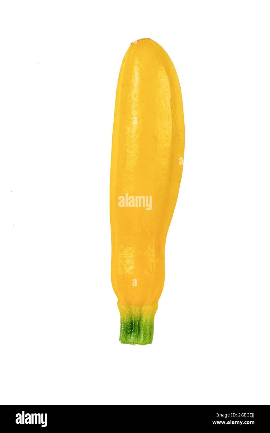 Sommerkürbis oder gelber Squash auf weißem Hintergrund Stockfoto