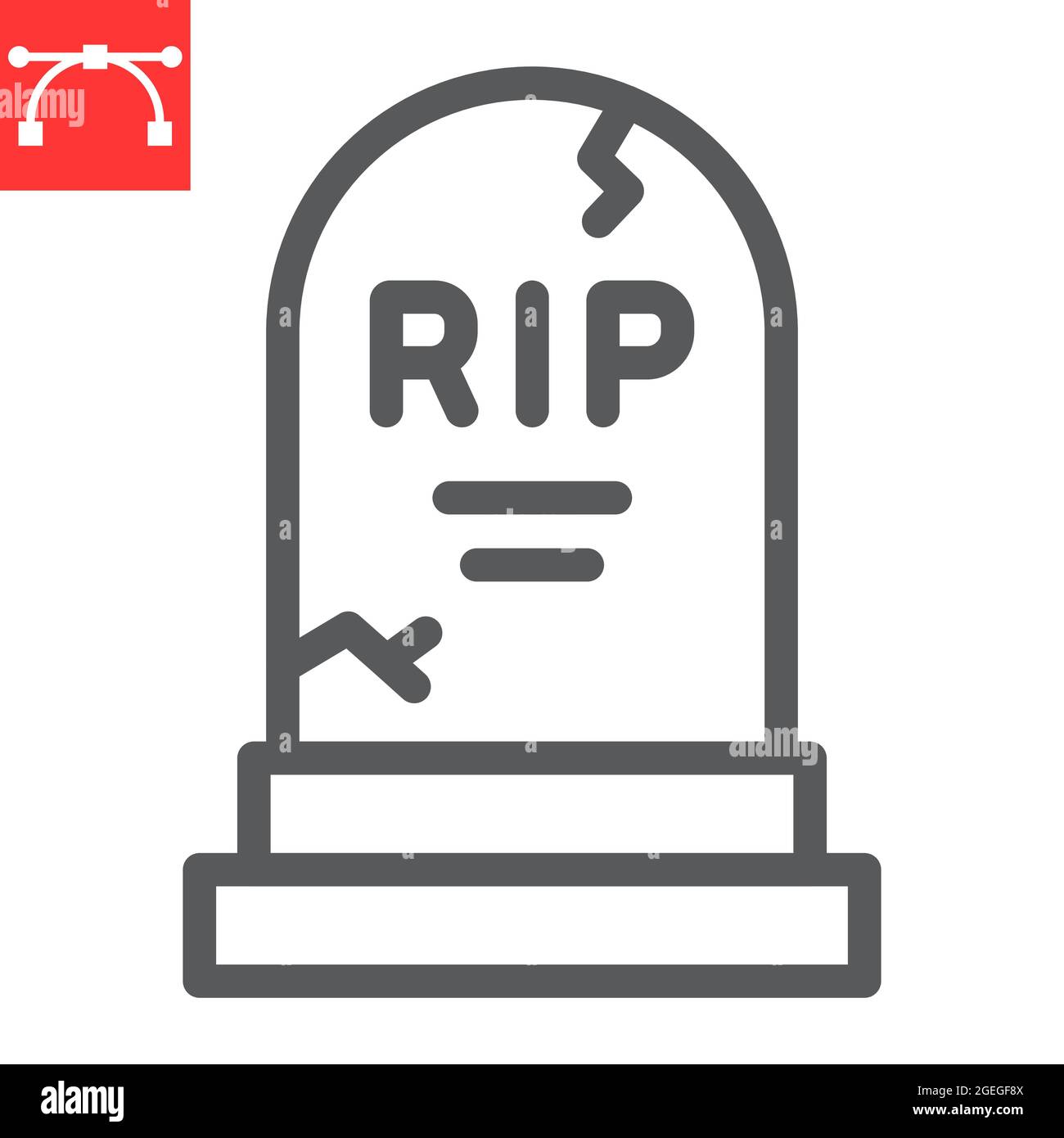 Grabstein Linie Symbol, Urlaub und halloween, RIP Grave Vektor-Symbol, Vektorgrafiken, editierbare Kontur Umriss Zeichen, eps 10. Stock Vektor