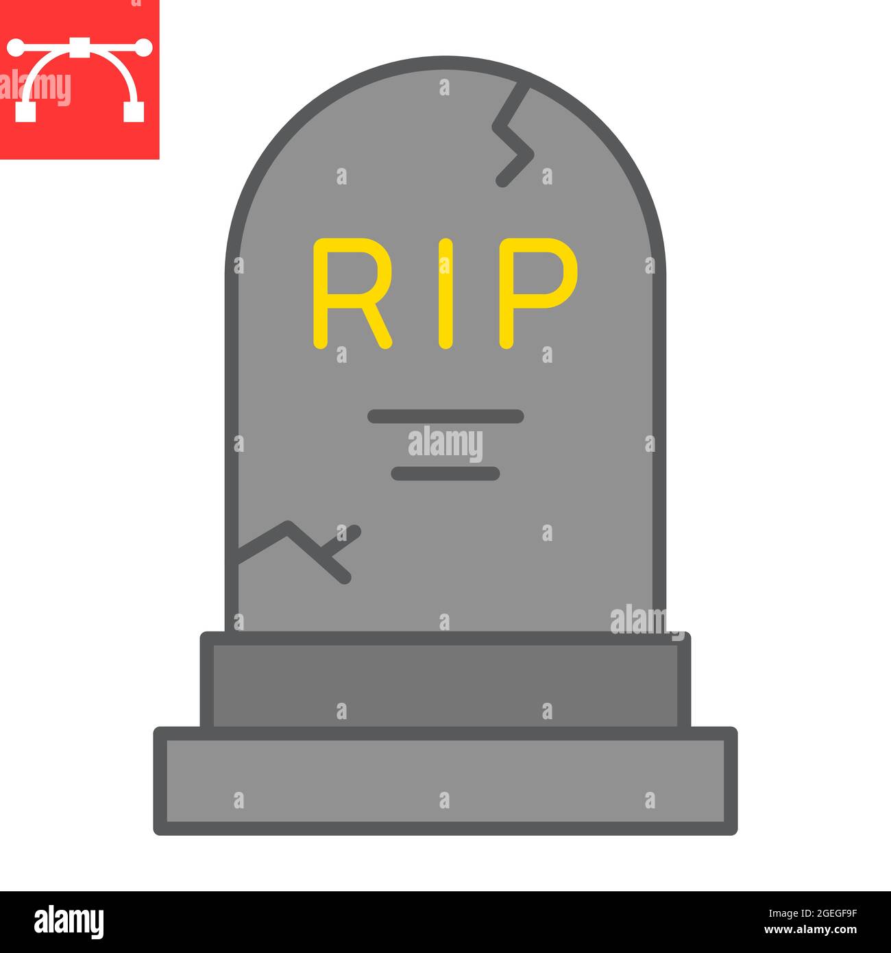 Grabstein Farbe Linie Symbol, Urlaub und halloween, RIP Grave Vektor-Symbol, Vektorgrafiken, editierbare Kontur gefüllt Umrisszeichen, eps 10. Stock Vektor