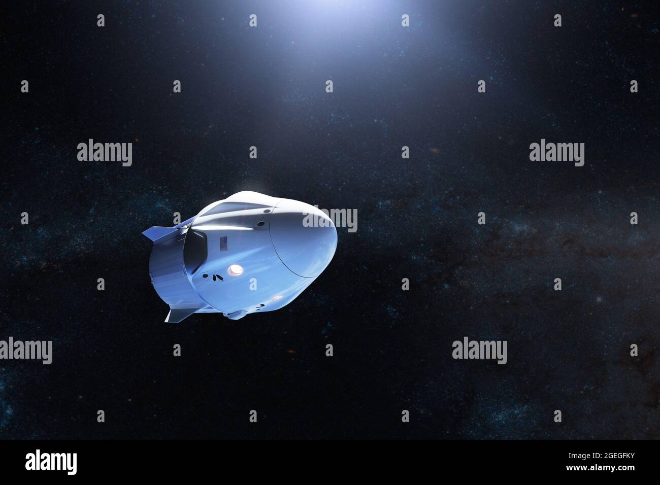 Frachtraum-Raumschiff im freien Raum. Elemente dieses Bildes, die von der NASA eingerichtet wurden. Stockfoto