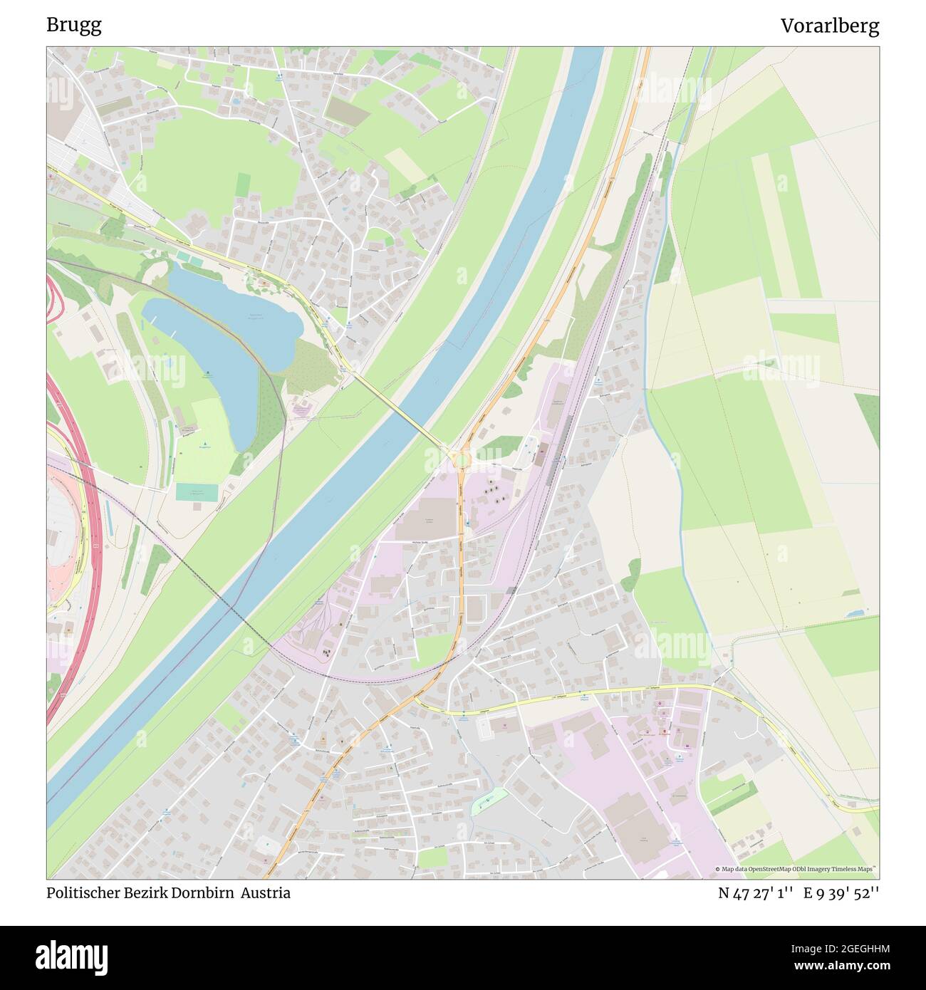 Brugg, politischer Bezirk Dornbirn, Österreich, Vorarlberg, N 47 27' 1'', E 9 39' 52'', Karte, Timeless Map veröffentlicht im Jahr 2021. Reisende, Entdecker und Abenteurer wie Florence Nightingale, David Livingstone, Ernest Shackleton, Lewis and Clark und Sherlock Holmes haben sich bei der Planung von Reisen zu den entlegensten Ecken der Welt auf Karten verlassen.Timeless Maps kartiert die meisten Orte auf der Welt und zeigt die Verwirklichung großer Träume Stockfoto