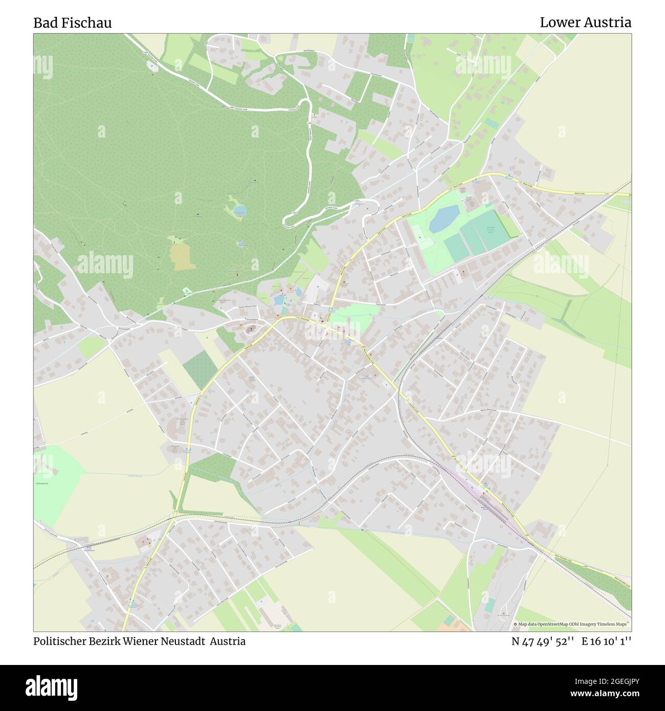 Bad Fischau, politischer Bezirk Wiener Neustadt, Österreich, Niederösterreich, N 47 49' 52'', E 16 10' 1'', map, Timeless Map erschienen 2021. Reisende, Entdecker und Abenteurer wie Florence Nightingale, David Livingstone, Ernest Shackleton, Lewis and Clark und Sherlock Holmes haben sich bei der Planung von Reisen zu den entlegensten Ecken der Welt auf Karten verlassen.Timeless Maps kartiert die meisten Orte auf der Welt und zeigt die Verwirklichung großer Träume Stockfoto