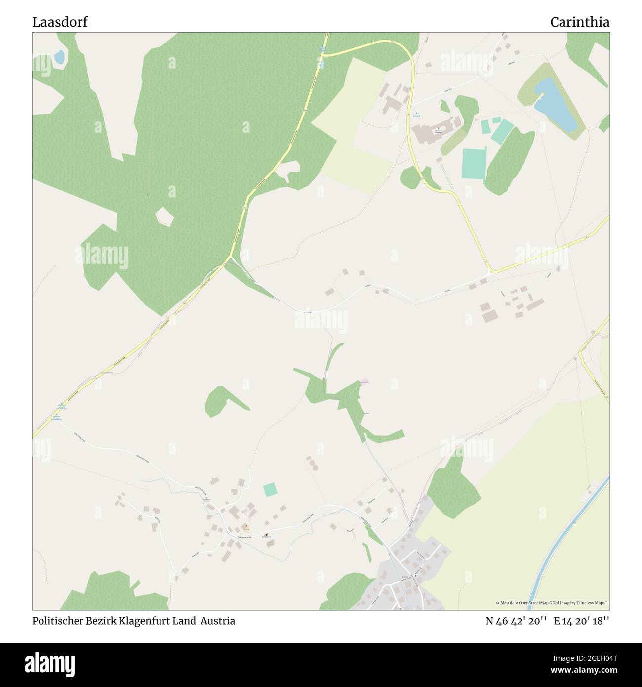 Laasdorf, politischer Bezirk Klagenfurt Land, Österreich, Kärnten, N 46 42' 20'', E 14 20' 18'', map, Timeless Map veröffentlicht 2021. Reisende, Entdecker und Abenteurer wie Florence Nightingale, David Livingstone, Ernest Shackleton, Lewis and Clark und Sherlock Holmes haben sich bei der Planung von Reisen zu den entlegensten Ecken der Welt auf Karten verlassen.Timeless Maps kartiert die meisten Orte auf der Welt und zeigt die Verwirklichung großer Träume Stockfoto