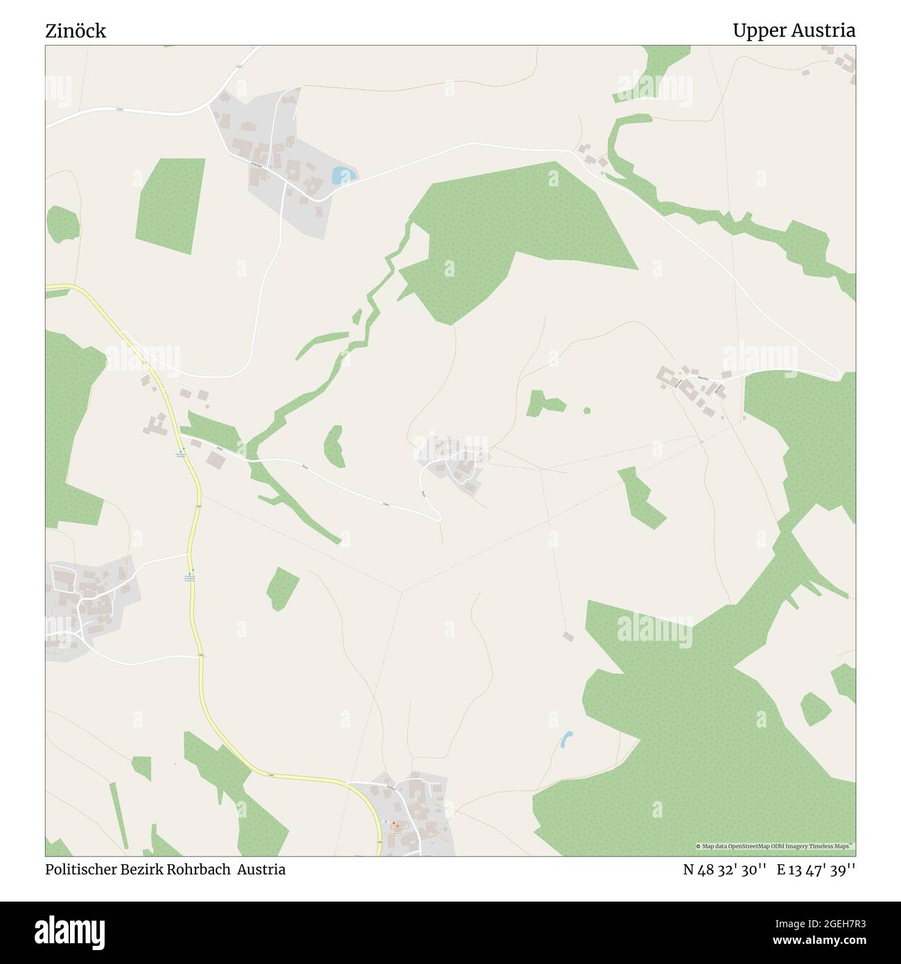 Zinöck, politischer Bezirk Rohrbach, Österreich, Oberösterreich, N 48 32' 30'', E 13 47' 39'', map, Timeless Map veröffentlicht 2021. Reisende, Entdecker und Abenteurer wie Florence Nightingale, David Livingstone, Ernest Shackleton, Lewis and Clark und Sherlock Holmes haben sich bei der Planung von Reisen zu den entlegensten Ecken der Welt auf Karten verlassen.Timeless Maps kartiert die meisten Orte auf der Welt und zeigt die Verwirklichung großer Träume Stockfoto