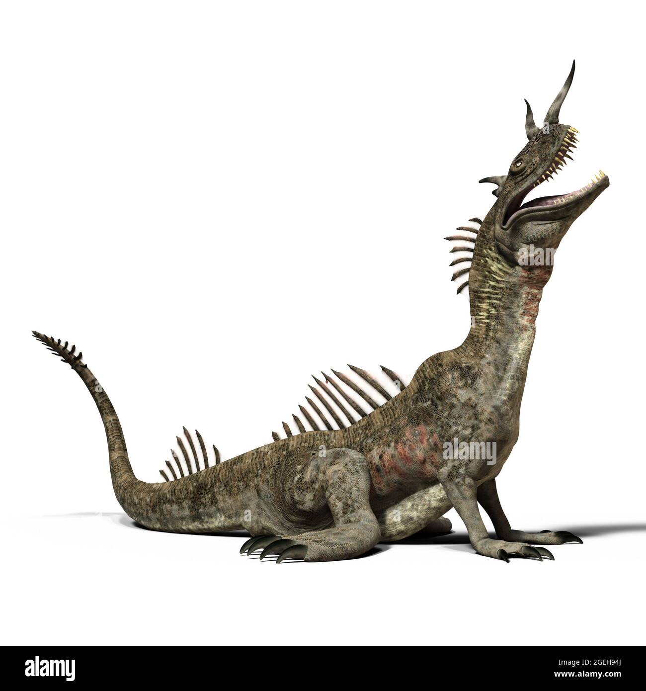 3d-Illustration eines isolierten riesigen Fantasy-Seedrachen-Dinosauriers Stockfoto