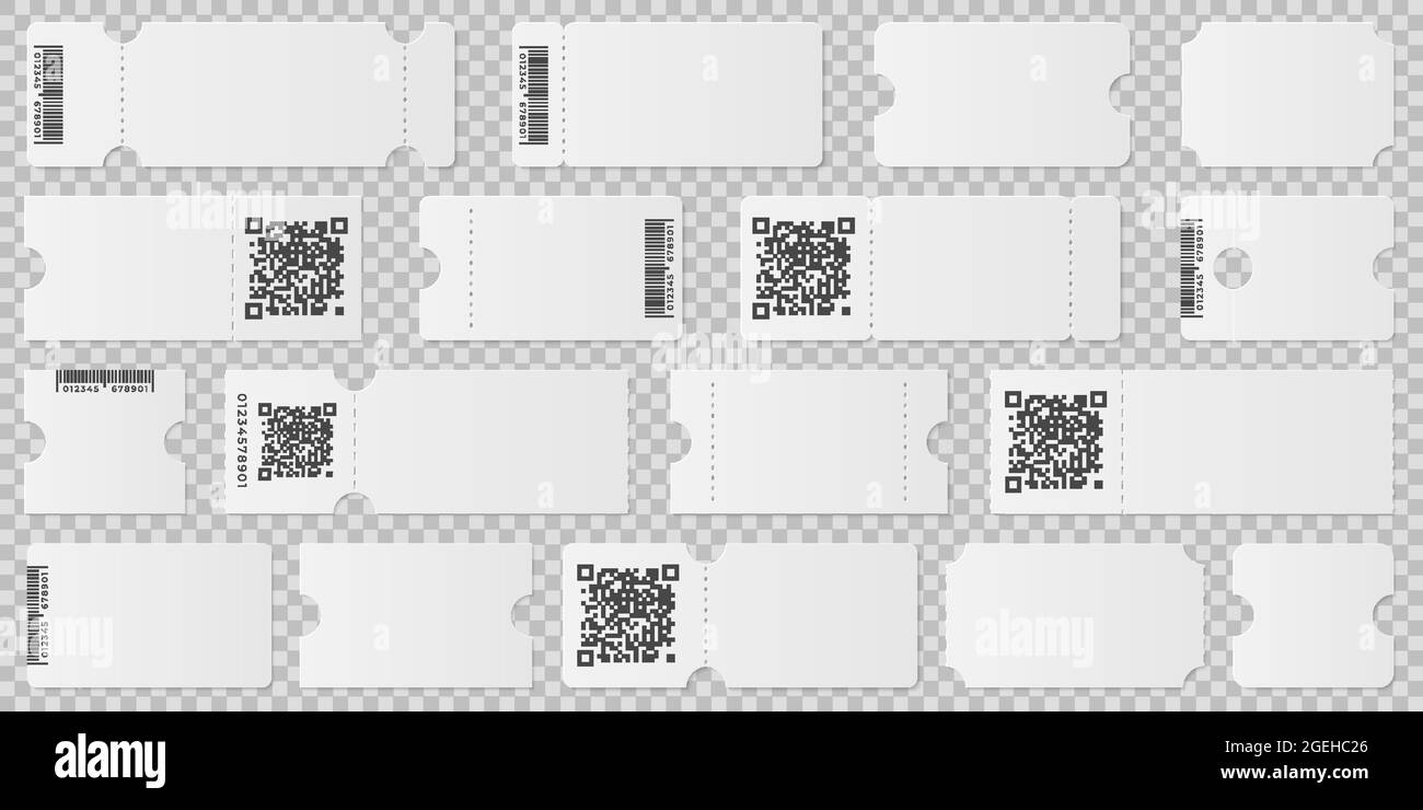 Leere Tickets. Filmcoupon, Flugzeugevent Konzert oder Lotterie leere Papiervorlagen. Eintrittskarten in Theater oder Zirkus aktuellen Vektor-Set Stock Vektor