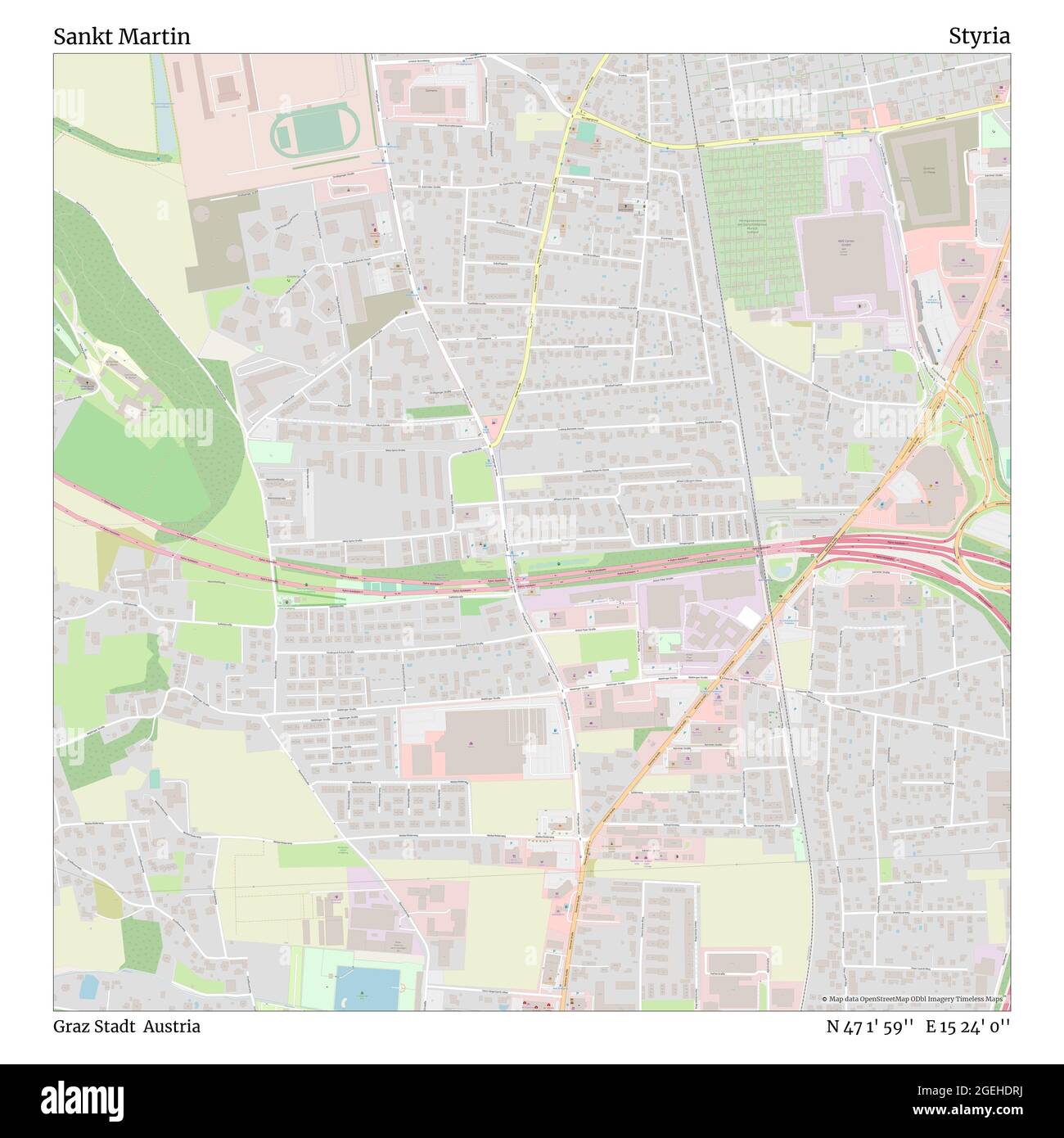 Sankt Martin, Graz Stadt, Österreich, Steiermark, N 47 1' 59'', E 15 24' 0'', map, Timeless Map veröffentlicht im Jahr 2021. Reisende, Entdecker und Abenteurer wie Florence Nightingale, David Livingstone, Ernest Shackleton, Lewis and Clark und Sherlock Holmes haben sich bei der Planung von Reisen zu den entlegensten Ecken der Welt auf Karten verlassen.Timeless Maps kartiert die meisten Orte auf der Welt und zeigt die Verwirklichung großer Träume Stockfoto