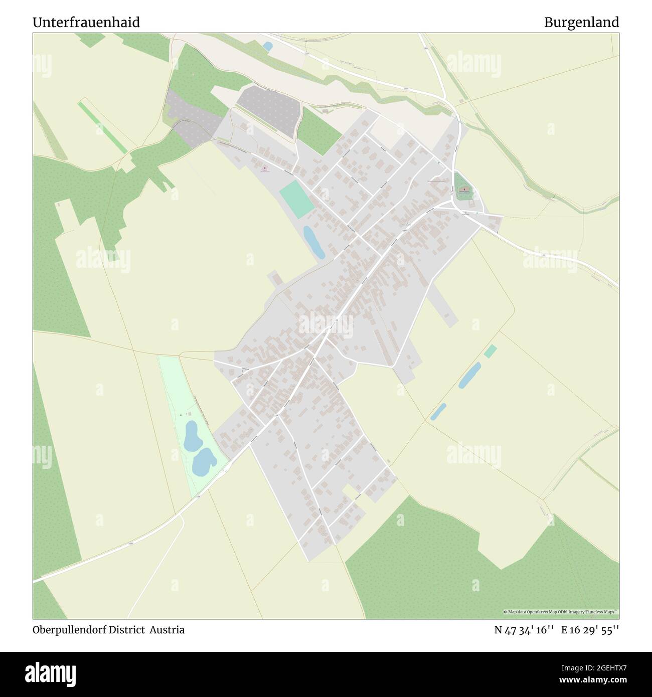 Unterfrauenhaid, Kreis Oberpullendorf, Österreich, Burgenland, N 47 34' 16'', E 16 29' 55'', Karte, Zeitlose Karte veröffentlicht im Jahr 2021. Reisende, Entdecker und Abenteurer wie Florence Nightingale, David Livingstone, Ernest Shackleton, Lewis and Clark und Sherlock Holmes haben sich bei der Planung von Reisen zu den entlegensten Ecken der Welt auf Karten verlassen.Timeless Maps kartiert die meisten Orte auf der Welt und zeigt die Verwirklichung großer Träume Stockfoto