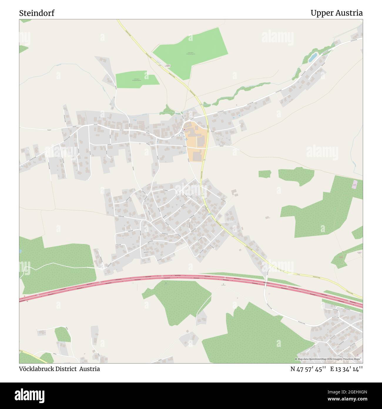 Steindorf, Kreis Vöcklabruck, Österreich, Oberösterreich, N 47 57' 45'', E 13 34' 14'', Karte, Timeless Map veröffentlicht 2021. Reisende, Entdecker und Abenteurer wie Florence Nightingale, David Livingstone, Ernest Shackleton, Lewis and Clark und Sherlock Holmes haben sich bei der Planung von Reisen zu den entlegensten Ecken der Welt auf Karten verlassen.Timeless Maps kartiert die meisten Orte auf der Welt und zeigt die Verwirklichung großer Träume Stockfoto