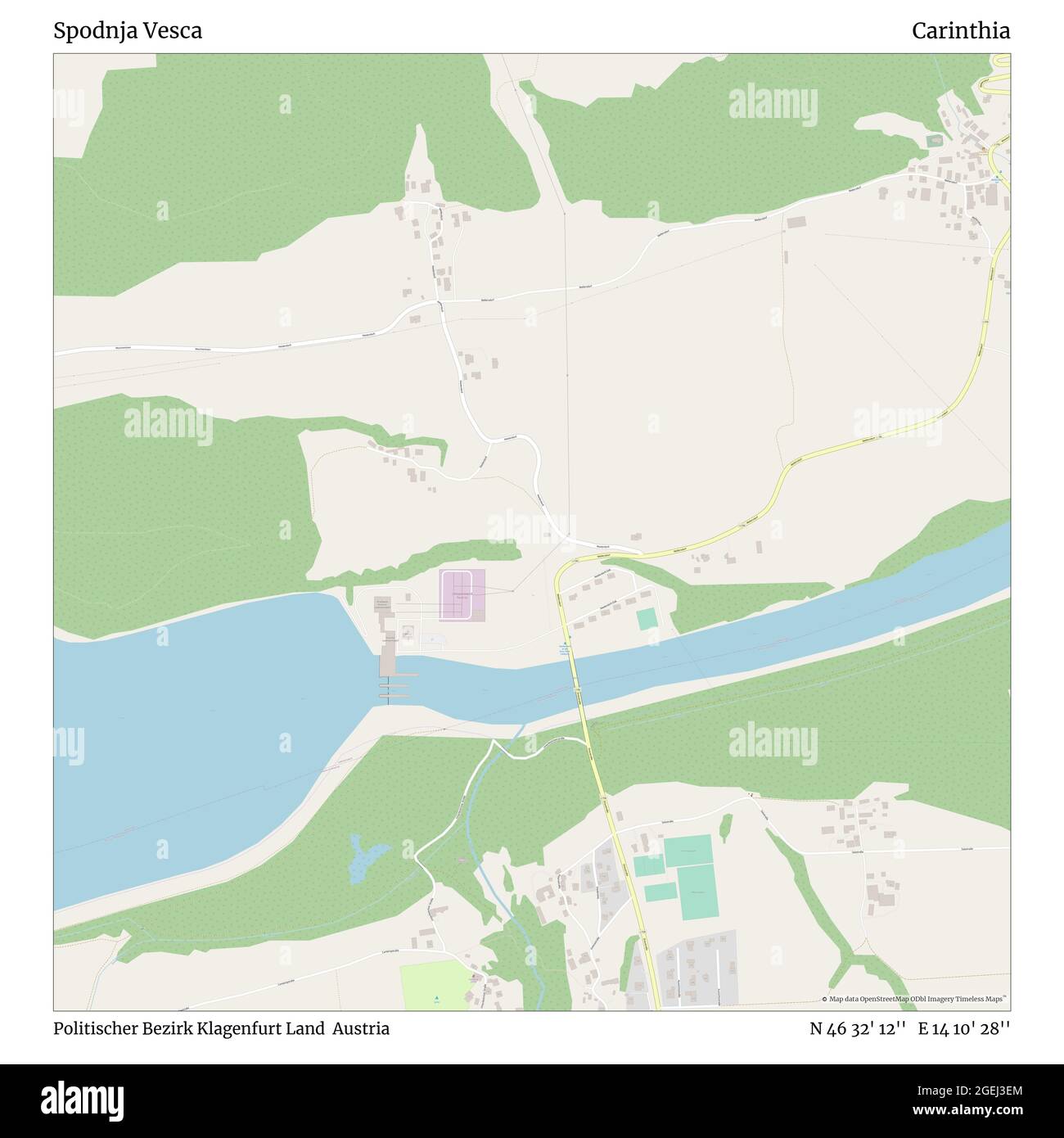 Spodnja Vesca, politischer Bezirk Klagenfurt Land, Austria, Carinthia, N 46 32' 12'', E 14 10' 28'', map, Timeless Map erschienen 2021. Reisende, Entdecker und Abenteurer wie Florence Nightingale, David Livingstone, Ernest Shackleton, Lewis and Clark und Sherlock Holmes haben sich bei der Planung von Reisen zu den entlegensten Ecken der Welt auf Karten verlassen.Timeless Maps kartiert die meisten Orte auf der Welt und zeigt die Verwirklichung großer Träume Stockfoto