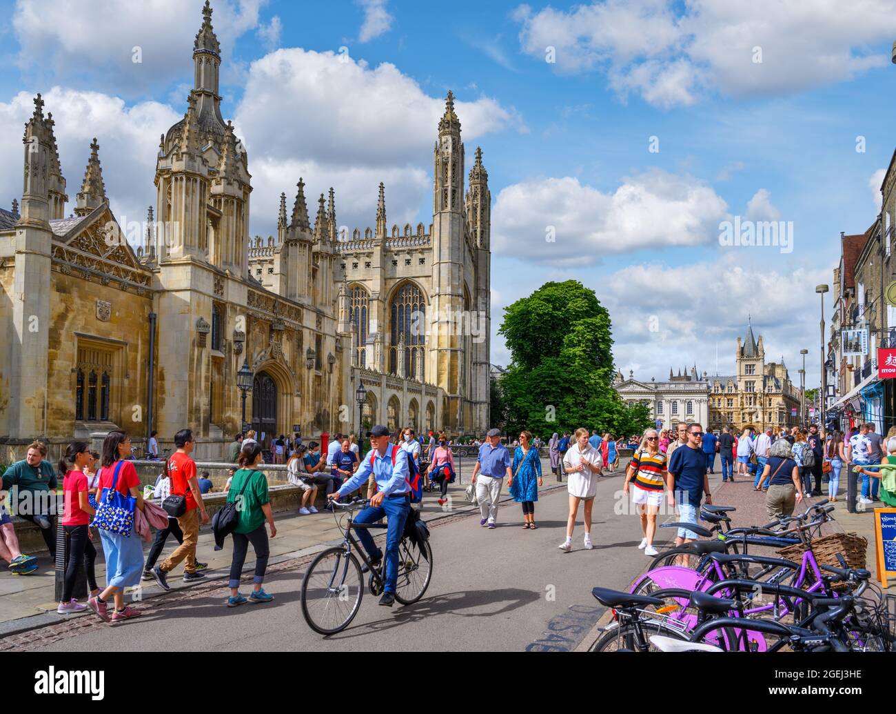 King's Parade mit King's College auf der linken Seite, Cambridge, Cambridgeshire, England, Großbritannien Stockfoto