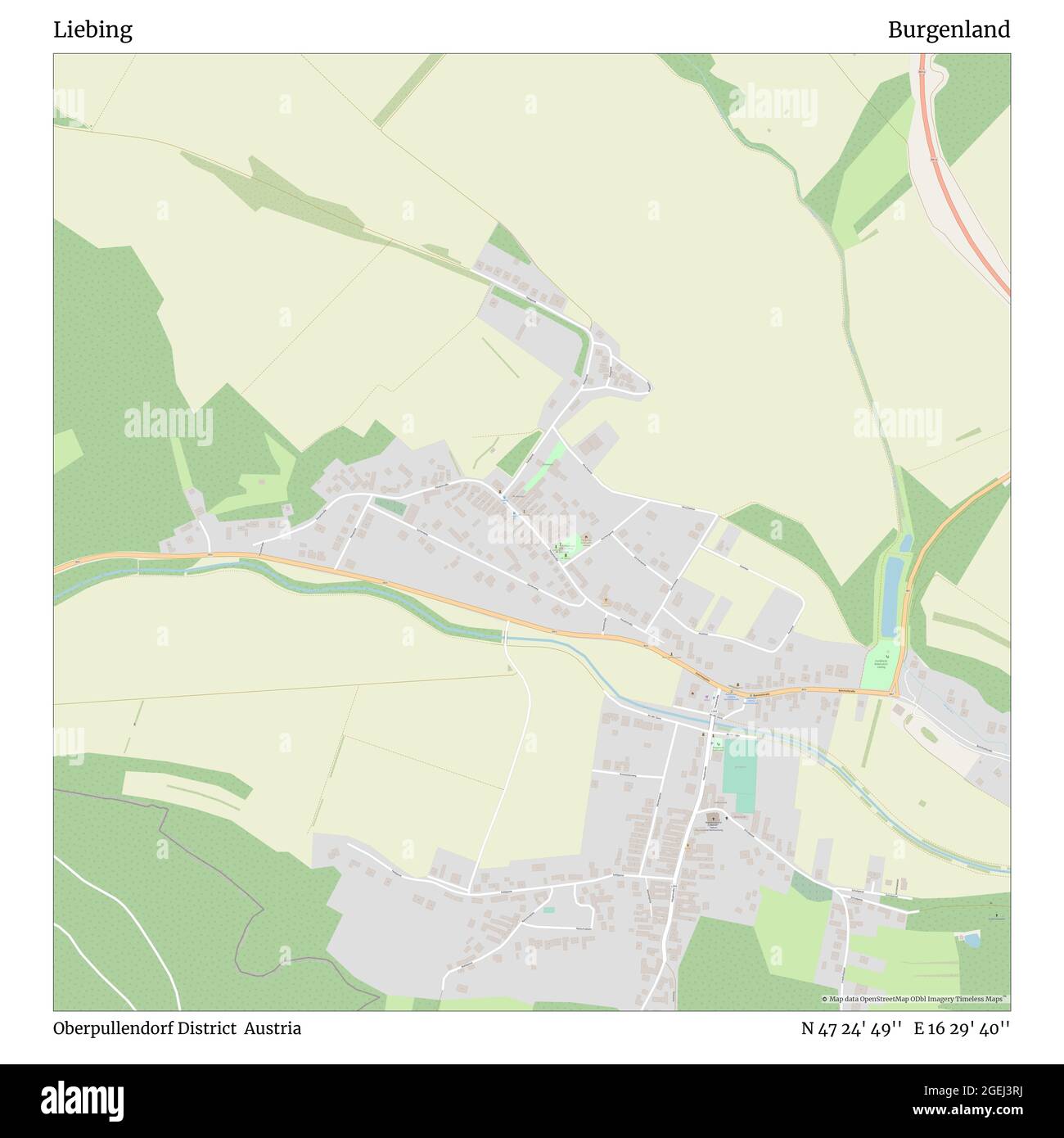 Liebing, Kreis Oberpullendorf, Österreich, Burgenland, N 47 24' 49'', E 16 29' 40'', Karte, Timeless Map veröffentlicht im Jahr 2021. Reisende, Entdecker und Abenteurer wie Florence Nightingale, David Livingstone, Ernest Shackleton, Lewis and Clark und Sherlock Holmes haben sich bei der Planung von Reisen zu den entlegensten Ecken der Welt auf Karten verlassen.Timeless Maps kartiert die meisten Orte auf der Welt und zeigt die Verwirklichung großer Träume Stockfoto