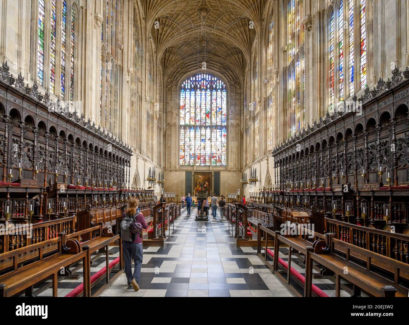 Innenraum der King's College Chapel, King's College, Cambridge, Cambridgeshire, England, VEREINIGTES KÖNIGREICH Stockfoto