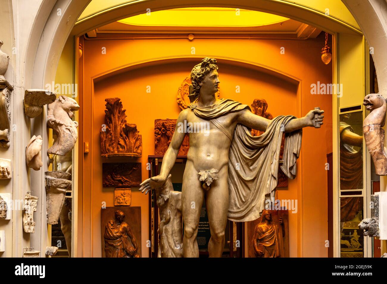 JOHN SOANE'S MUSEUM LONDON DER KUPPELBEREICH UND DIE GROSSE ABGUSS DER RÖMISCHEN STATUE APOLLO BELVEDERE Stockfoto