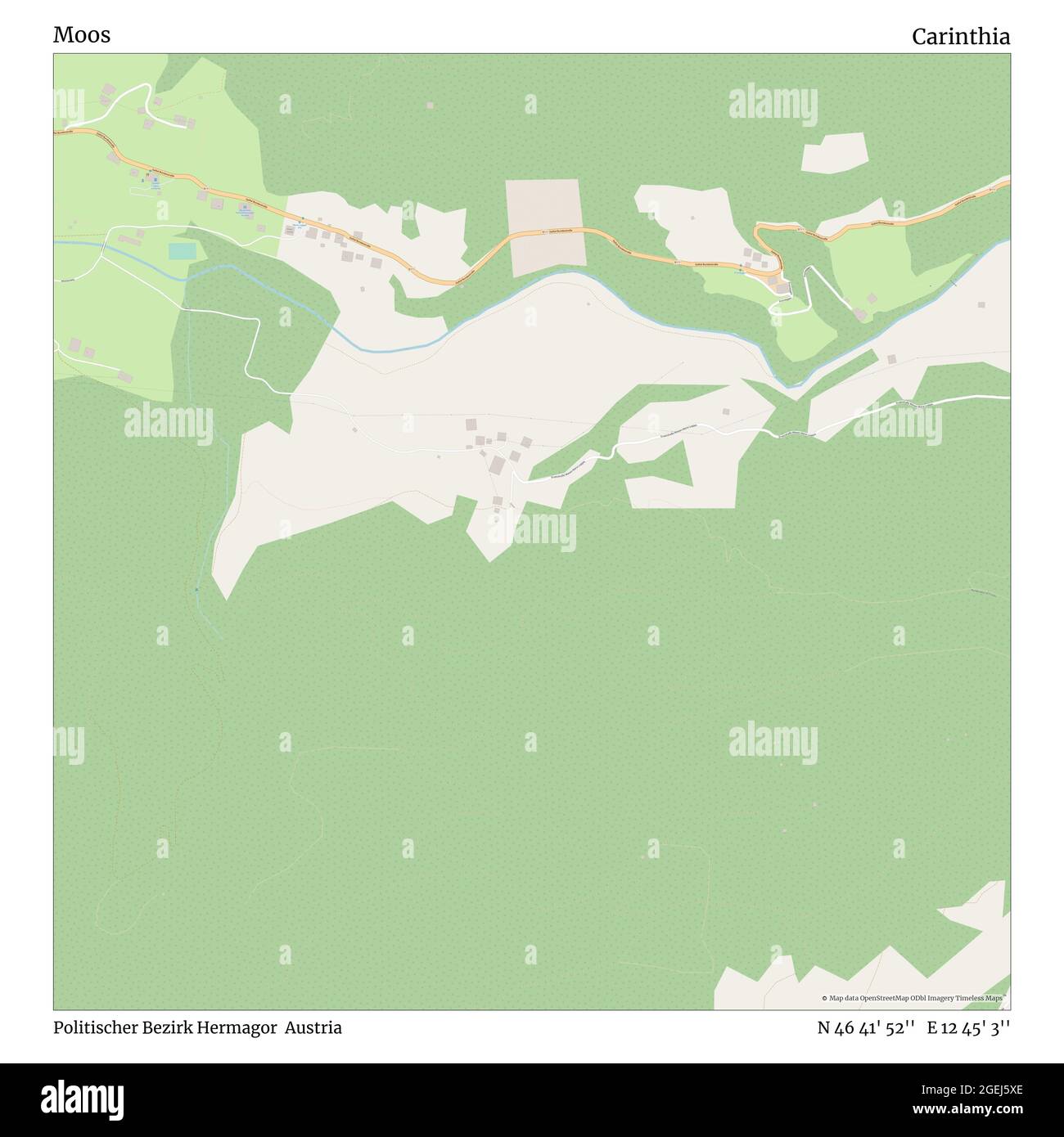 Moos, politischer Bezirk Hermagor, Österreich, Kärnten, N 46 41' 52'', E 12 45' 3'', Karte, Timeless Map veröffentlicht 2021. Reisende, Entdecker und Abenteurer wie Florence Nightingale, David Livingstone, Ernest Shackleton, Lewis and Clark und Sherlock Holmes haben sich bei der Planung von Reisen zu den entlegensten Ecken der Welt auf Karten verlassen.Timeless Maps kartiert die meisten Orte auf der Welt und zeigt die Verwirklichung großer Träume Stockfoto