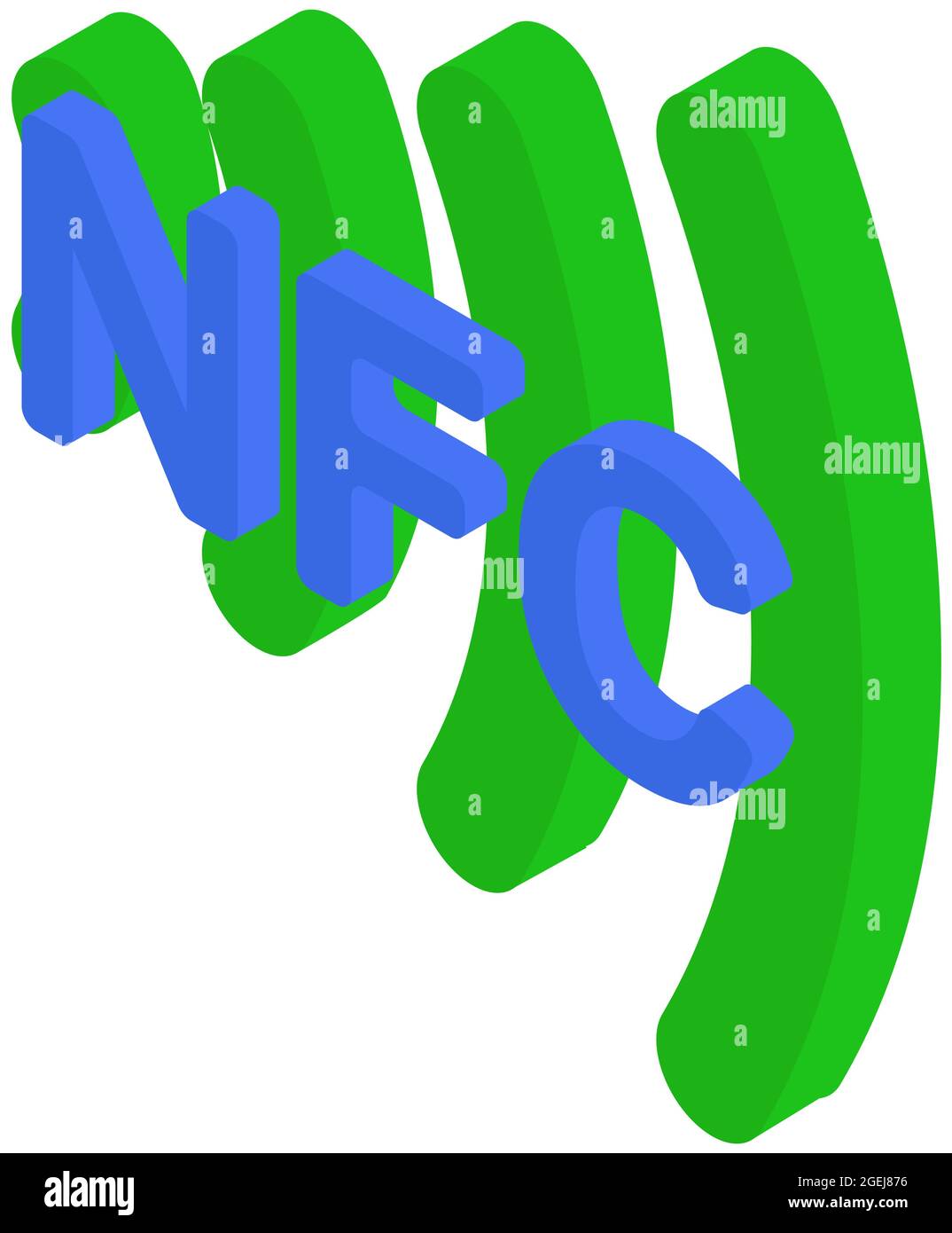 Isometrisches NFC-Symbol. Kontaktlose drahtlose Zahlung. Vektorgrafik isoliert auf Weiß. Stock Vektor