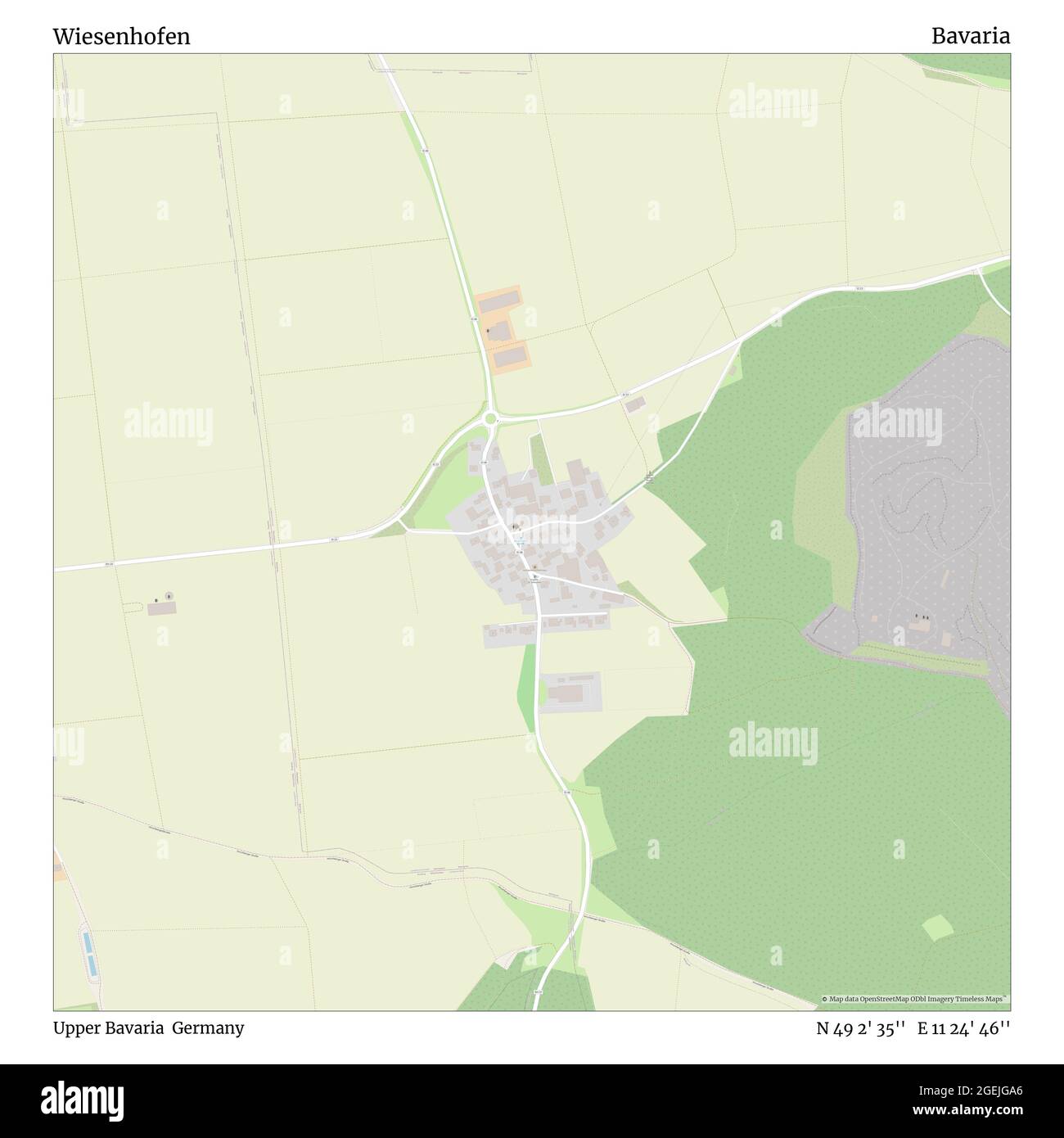 Wiesenhofen, Oberbayern, Deutschland, Bayern, N 49 2' 35'', E 11 24' 46'', Karte, Timeless Map veröffentlicht 2021. Reisende, Entdecker und Abenteurer wie Florence Nightingale, David Livingstone, Ernest Shackleton, Lewis and Clark und Sherlock Holmes haben sich bei der Planung von Reisen zu den entlegensten Ecken der Welt auf Karten verlassen.Timeless Maps kartiert die meisten Orte auf der Welt und zeigt die Verwirklichung großer Träume Stockfoto