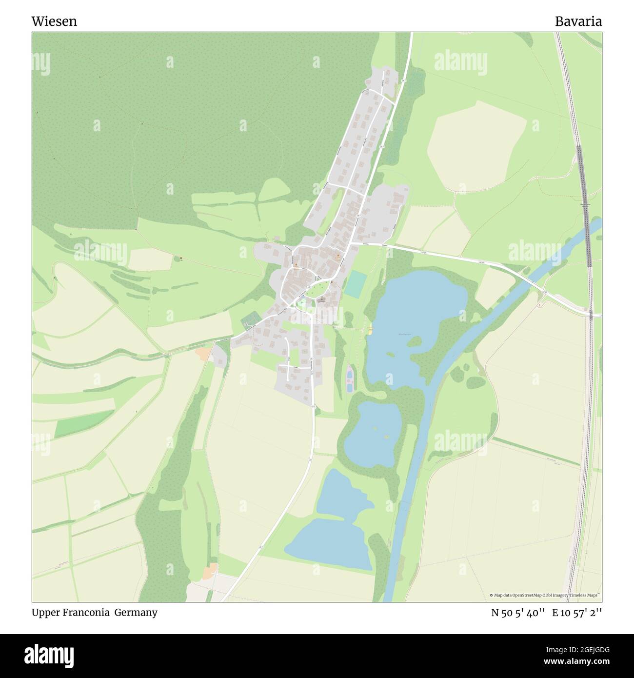 Wiesen, Oberfranken, Deutschland, Bayern, N 50 5' 40'', E 10 57' 2'', Karte, Timeless Map veröffentlicht 2021. Reisende, Entdecker und Abenteurer wie Florence Nightingale, David Livingstone, Ernest Shackleton, Lewis and Clark und Sherlock Holmes haben sich bei der Planung von Reisen zu den entlegensten Ecken der Welt auf Karten verlassen.Timeless Maps kartiert die meisten Orte auf der Welt und zeigt die Verwirklichung großer Träume Stockfoto