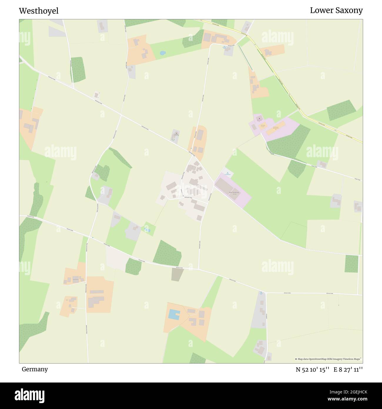 Westhoyel, Deutschland, Niedersachsen, N 52 10' 15'', E 8 27' 11'', Karte, Timeless Map veröffentlicht 2021. Reisende, Entdecker und Abenteurer wie Florence Nightingale, David Livingstone, Ernest Shackleton, Lewis and Clark und Sherlock Holmes haben sich bei der Planung von Reisen zu den entlegensten Ecken der Welt auf Karten verlassen.Timeless Maps kartiert die meisten Orte auf der Welt und zeigt die Verwirklichung großer Träume Stockfoto