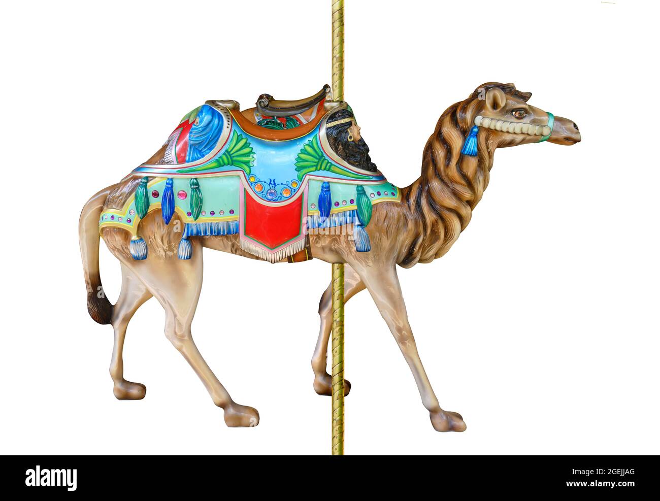 Karneval Karussell Kamel isoliert auf weißem Hintergrund Stockfoto