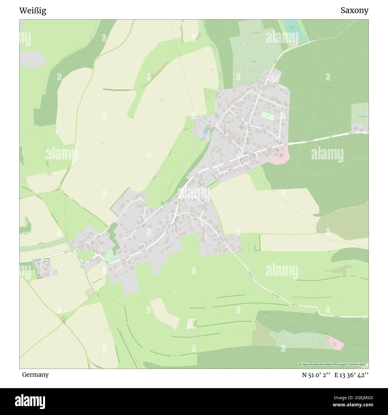 Weißig, Deutschland, Sachsen, N 51 0' 2'', E 13 36' 42'', Karte, Timeless Map veröffentlicht 2021. Reisende, Entdecker und Abenteurer wie Florence Nightingale, David Livingstone, Ernest Shackleton, Lewis and Clark und Sherlock Holmes haben sich bei der Planung von Reisen zu den entlegensten Ecken der Welt auf Karten verlassen.Timeless Maps kartiert die meisten Orte auf der Welt und zeigt die Verwirklichung großer Träume Stockfoto