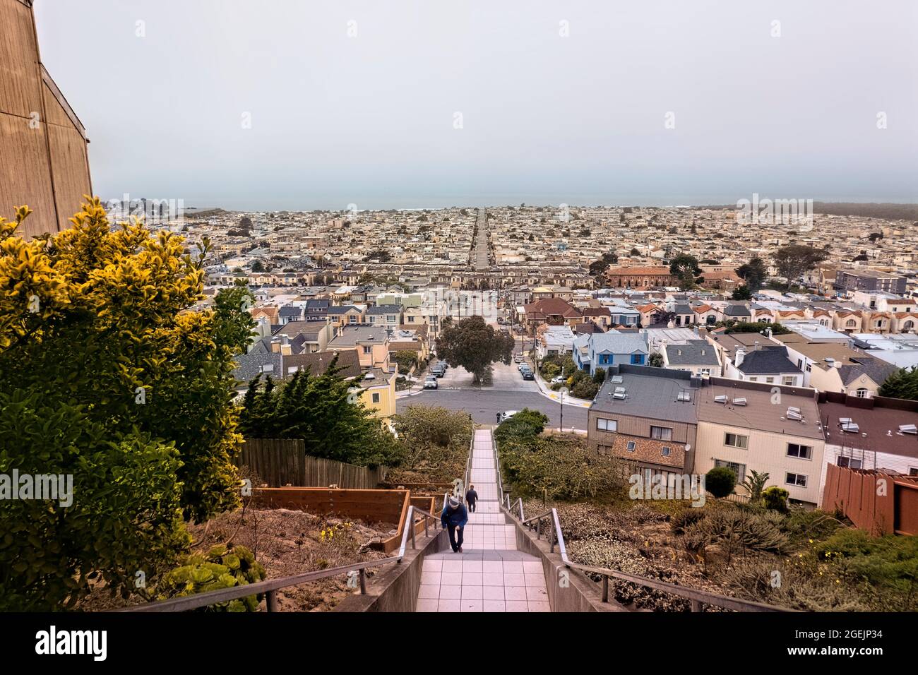 Blick auf die gekachelte Treppe der 16th Avenue, San Francisco, Kalifornien, USA Stockfoto