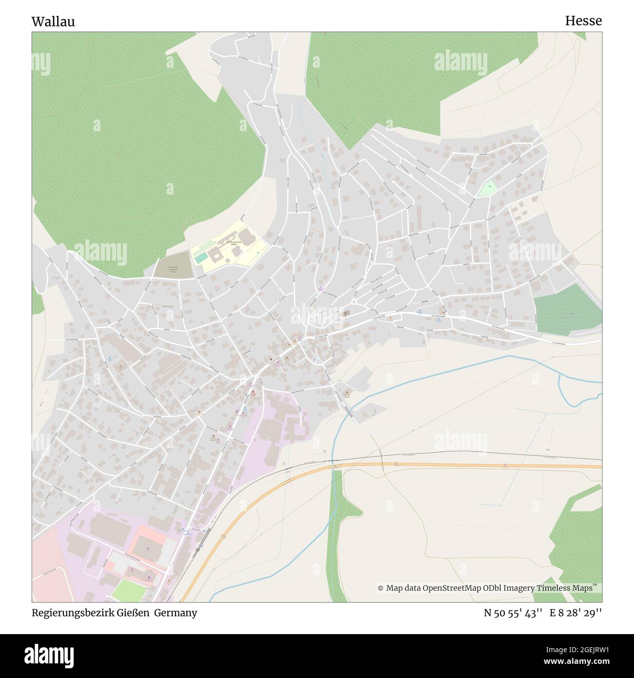 Wallau, Regierungsbezirk Gießen, Deutschland, Hessen, N 50 55' 43'', E 8 28' 29'', map, Timeless Map veröffentlicht 2021. Reisende, Entdecker und Abenteurer wie Florence Nightingale, David Livingstone, Ernest Shackleton, Lewis and Clark und Sherlock Holmes haben sich bei der Planung von Reisen zu den entlegensten Ecken der Welt auf Karten verlassen.Timeless Maps kartiert die meisten Orte auf der Welt und zeigt die Verwirklichung großer Träume Stockfoto