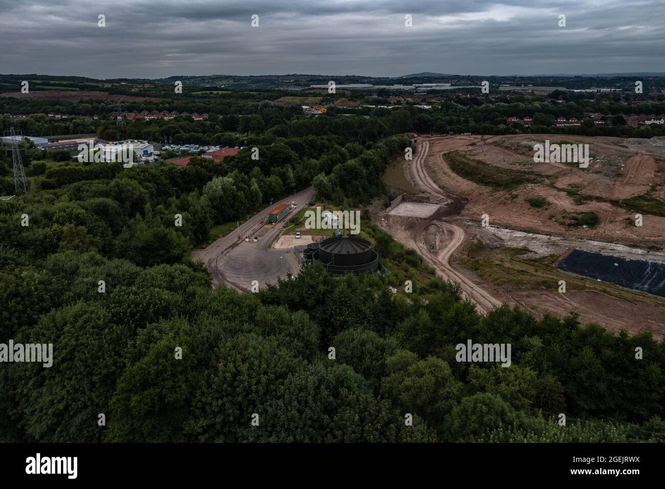 Stoppen Sie den Gestank, Walley's Steinbruch Deponie Silverdale Newcastle Stoke on Trent Aerial Birds Eye Sehen Sie ideale Bilder für Nachrichtenberichte Stockfoto