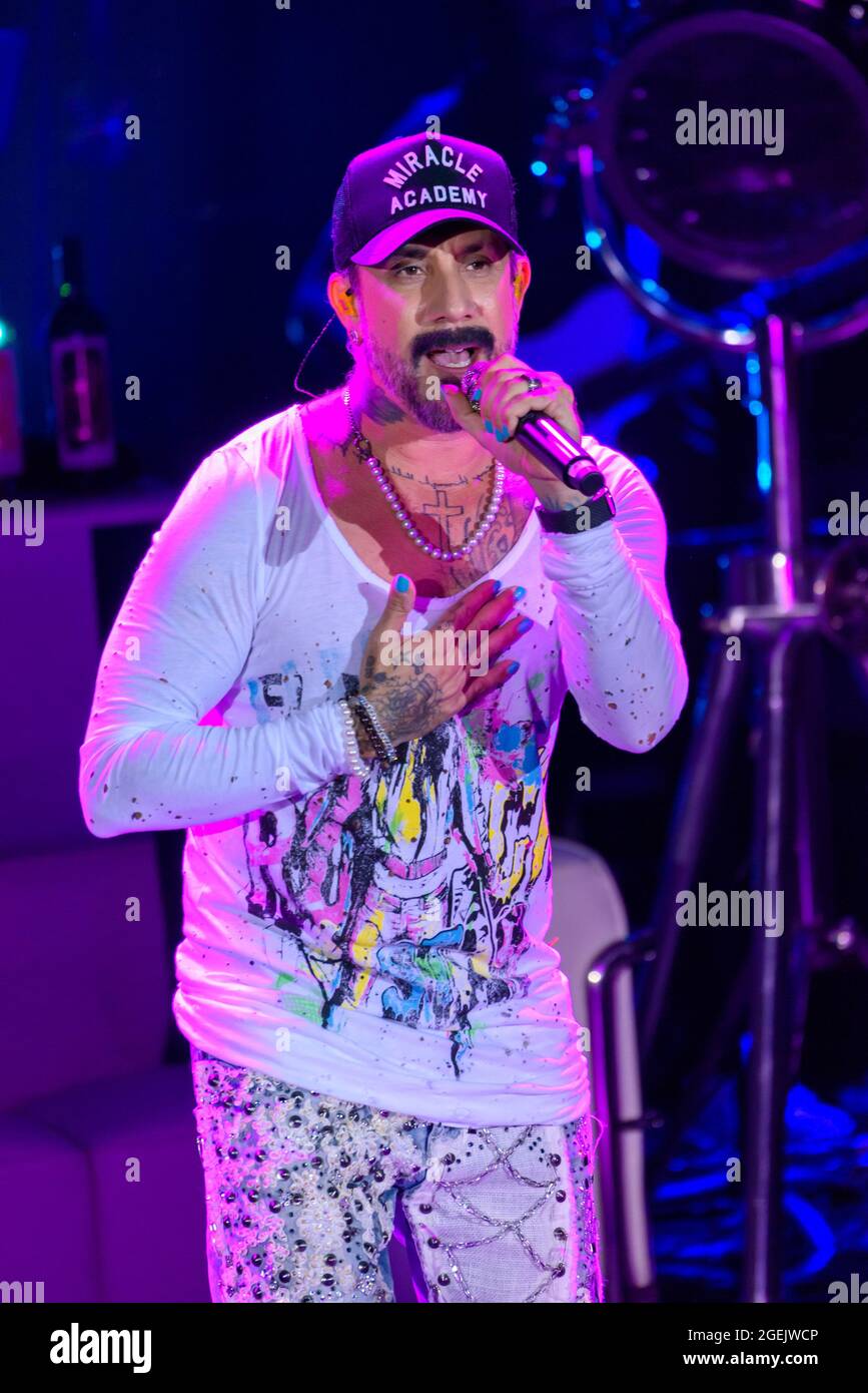 Las Vegas, NV, USA. August 2021. ***HAUSBERICHTE*** AJ McLean im Bild der After Party mit Nick Carter, AJ McLean, Wanya Morris & Joey Fatone treten am 19. August 2021 im Venetian Resort Las Vegas in Las Vegas, NV auf. Kredit: Gdp Fotos/Media Punch/Alamy Live Nachrichten Stockfoto