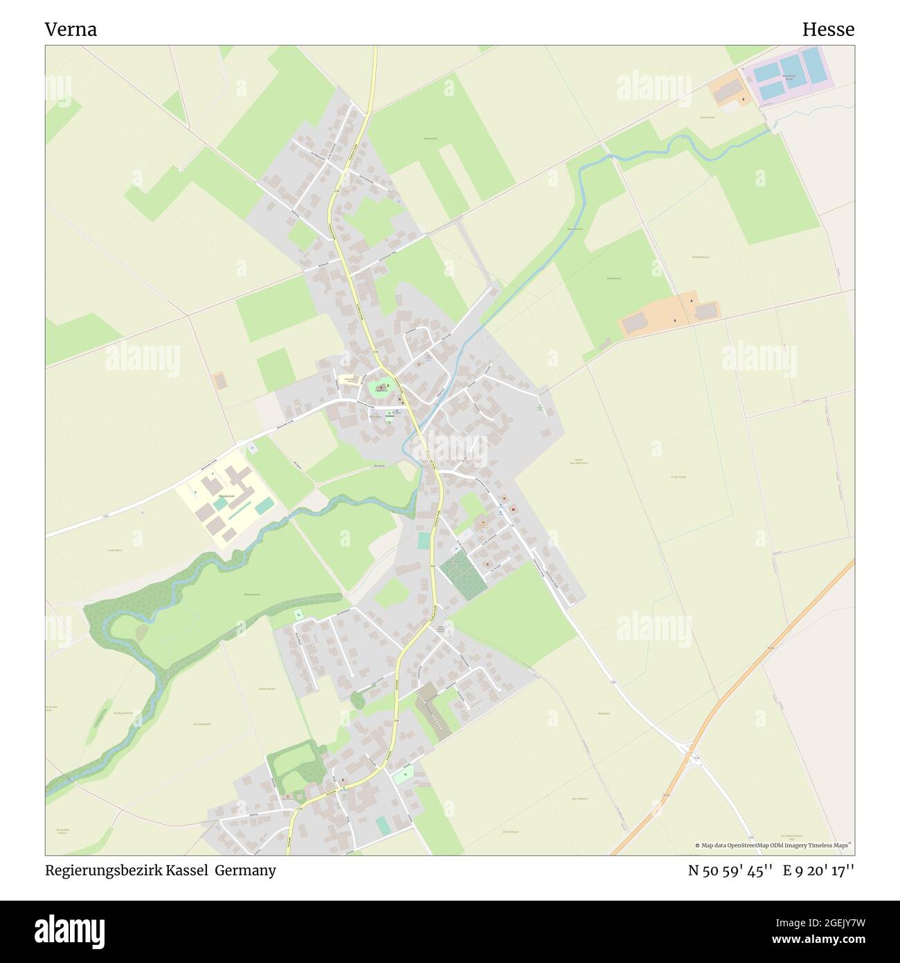Verna Map Verna, Regierungsbezirk Kassel, Deutschland, Hessen, N 50 59' 45'', E 9 ...